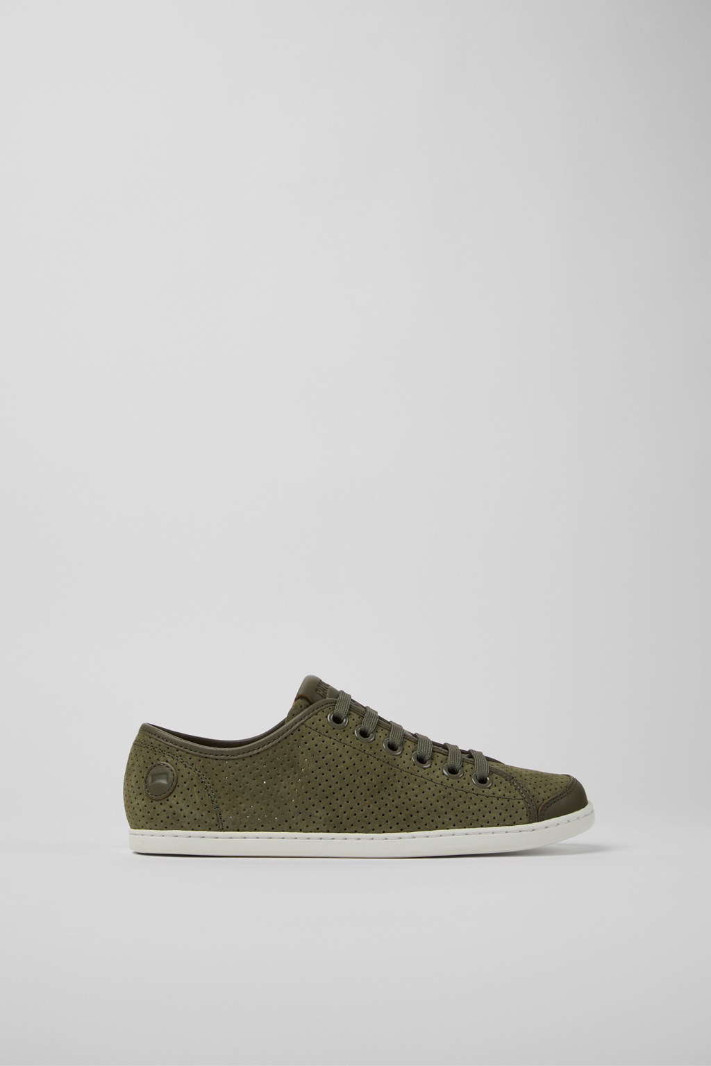 Green nubuck and leather sneakers for women