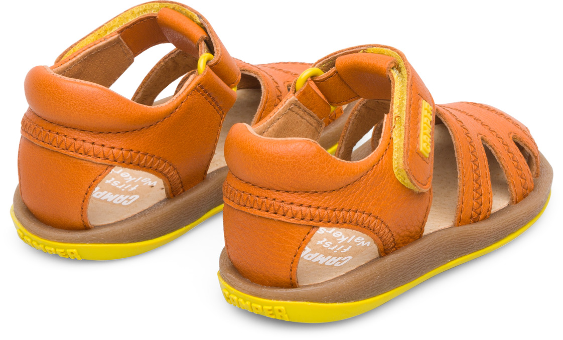 Closed dark orange T-strap sandal for kids