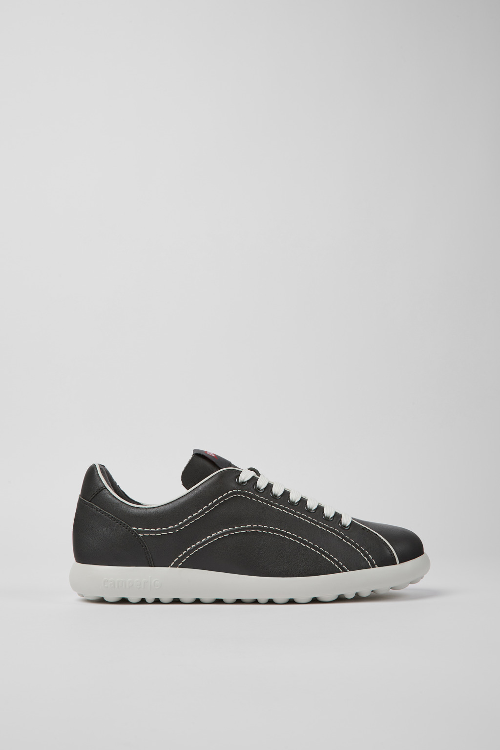 Dark gray leather sneakers for men