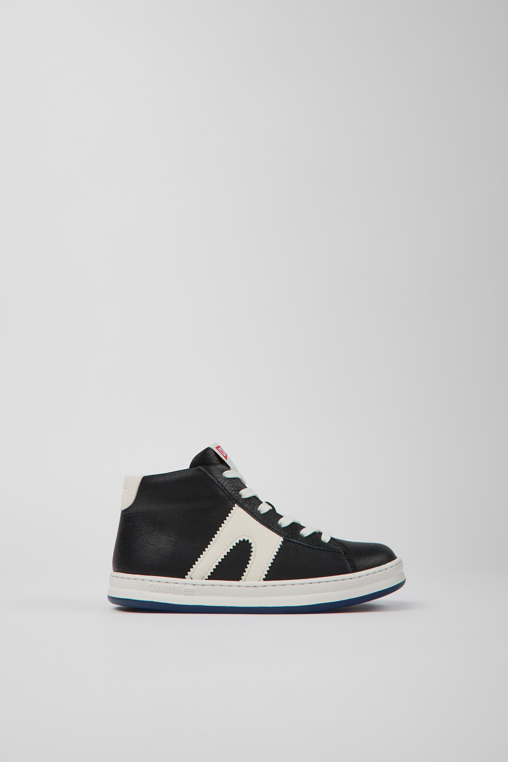 Black and white leather sneakers for kids