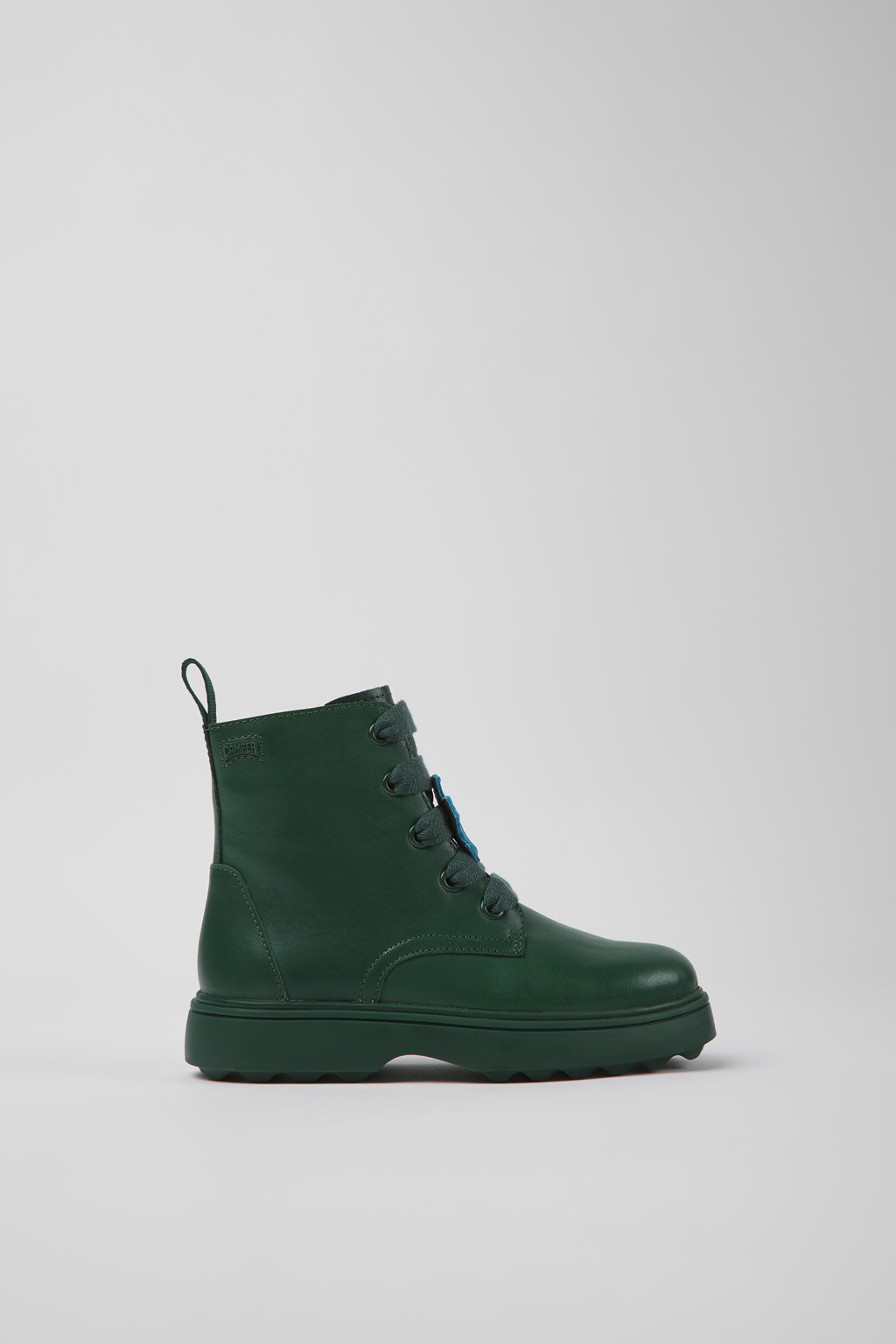 Green leather ankle boots for kids