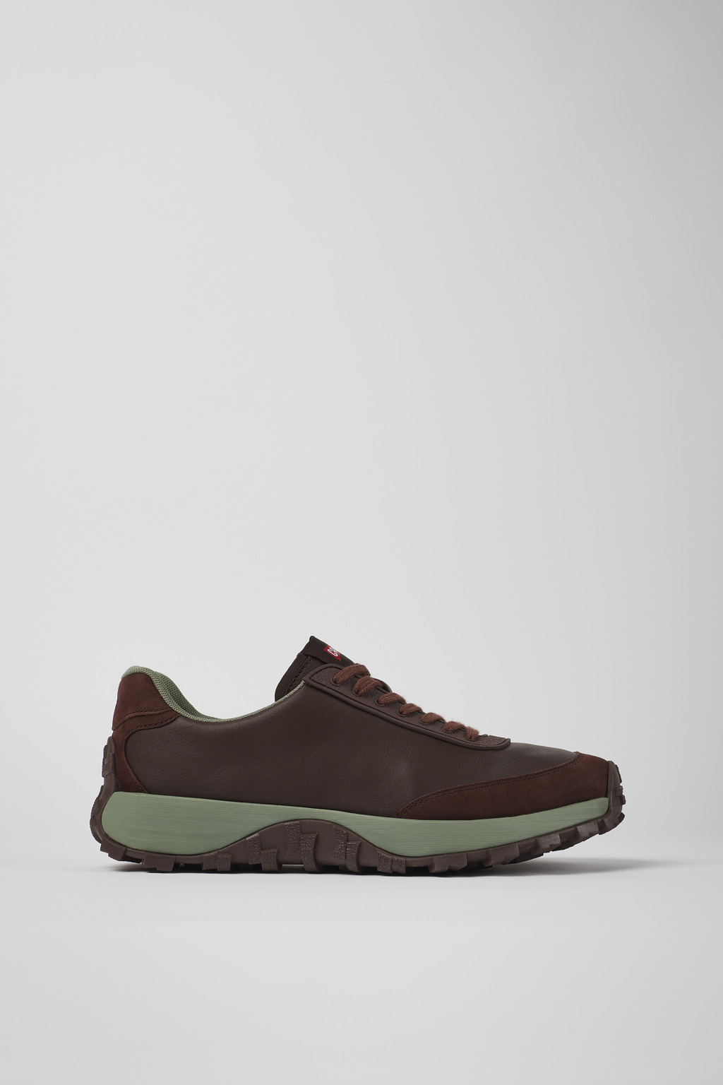 Burgundy leather and nubuck sneakers for men