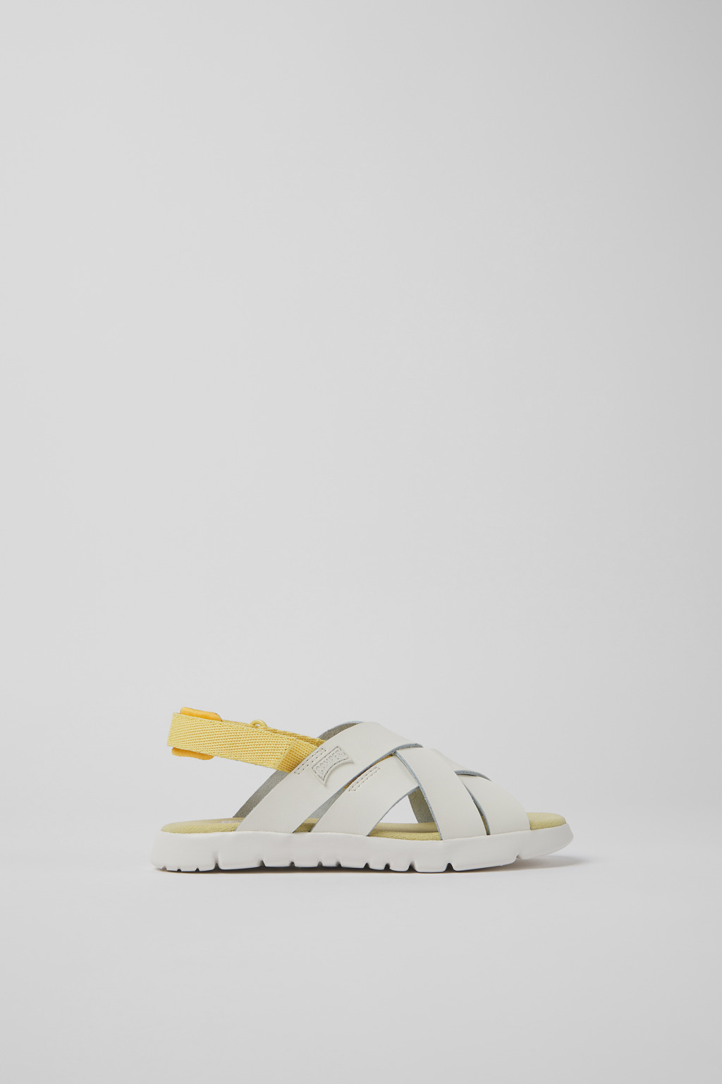 White leather and textile sandals for kids
