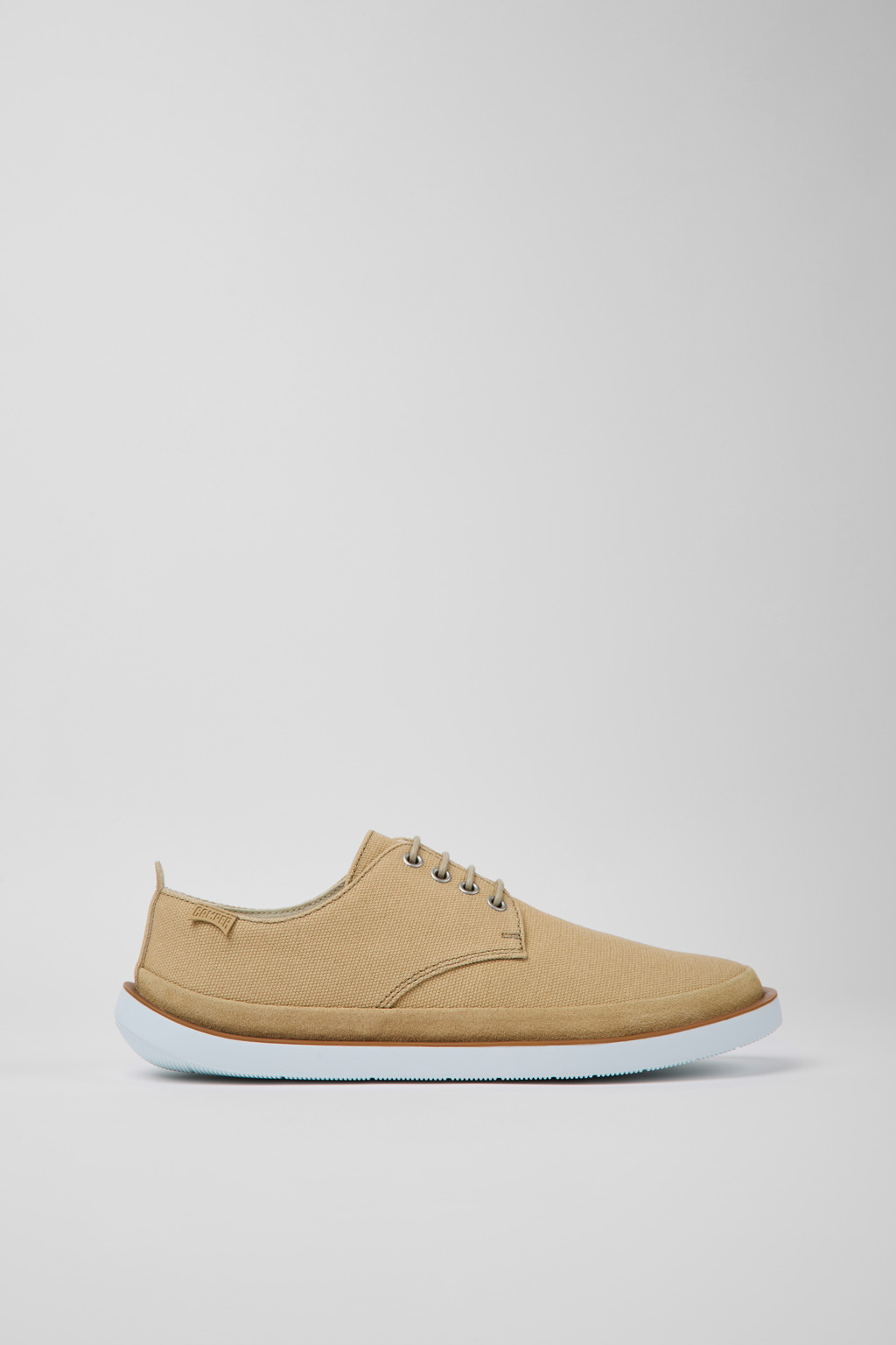 Beige textile and nubuck shoes for men