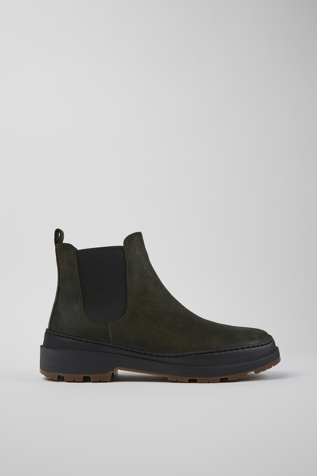 Green-gray nubuck ankle boots for men