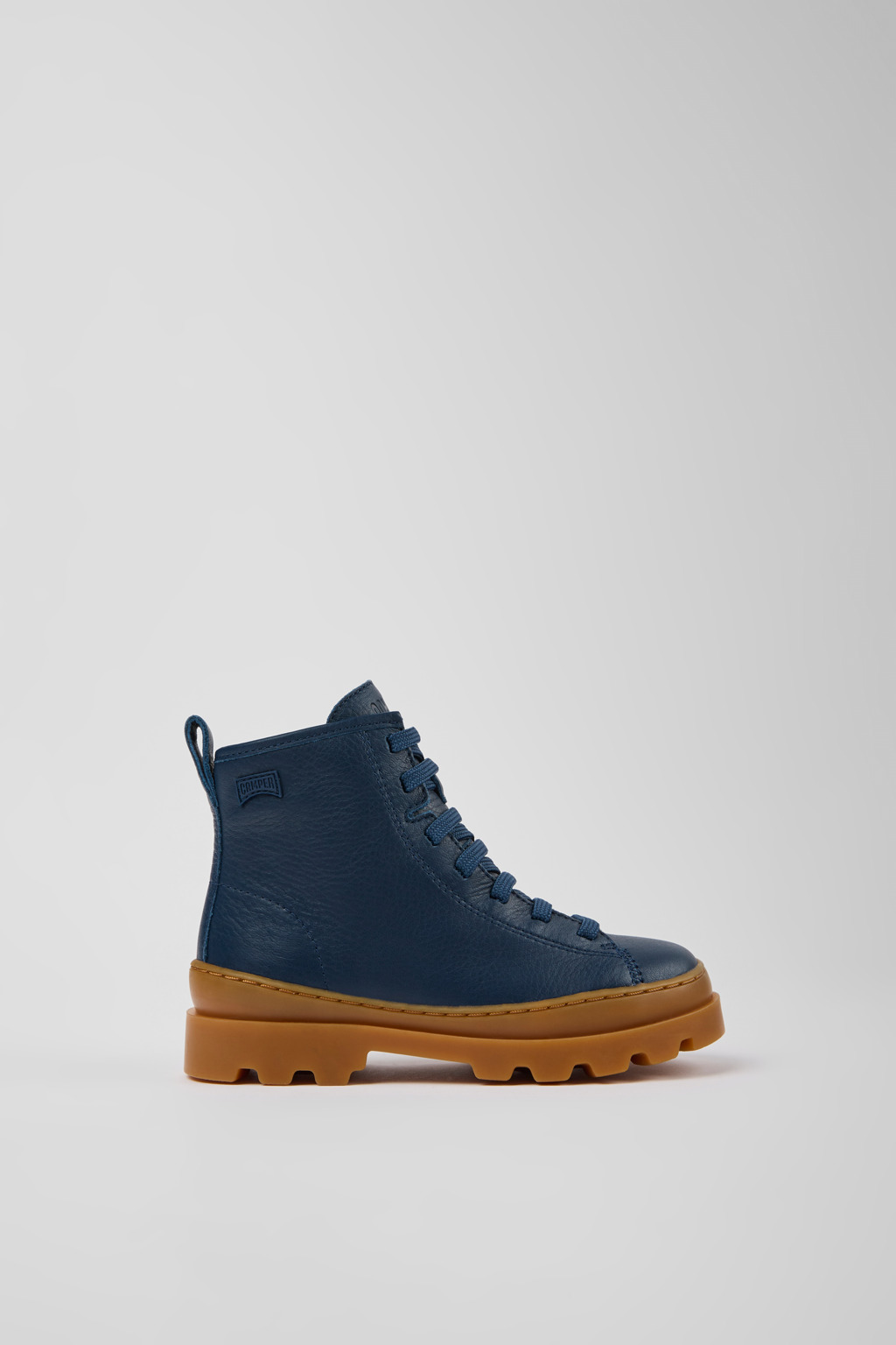 Dark blue leather ankle boots for kids