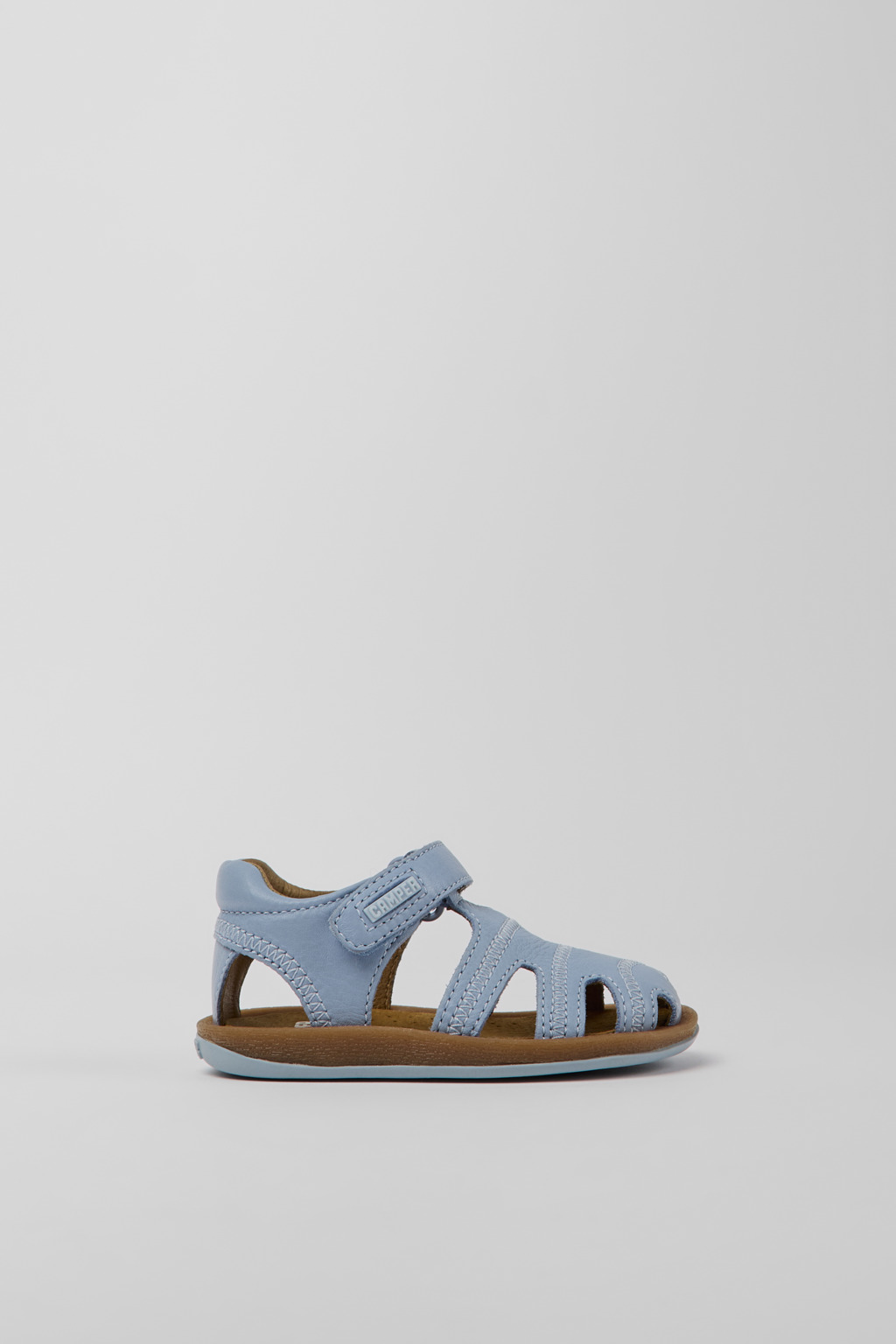 Light blue leather sandals for kids
