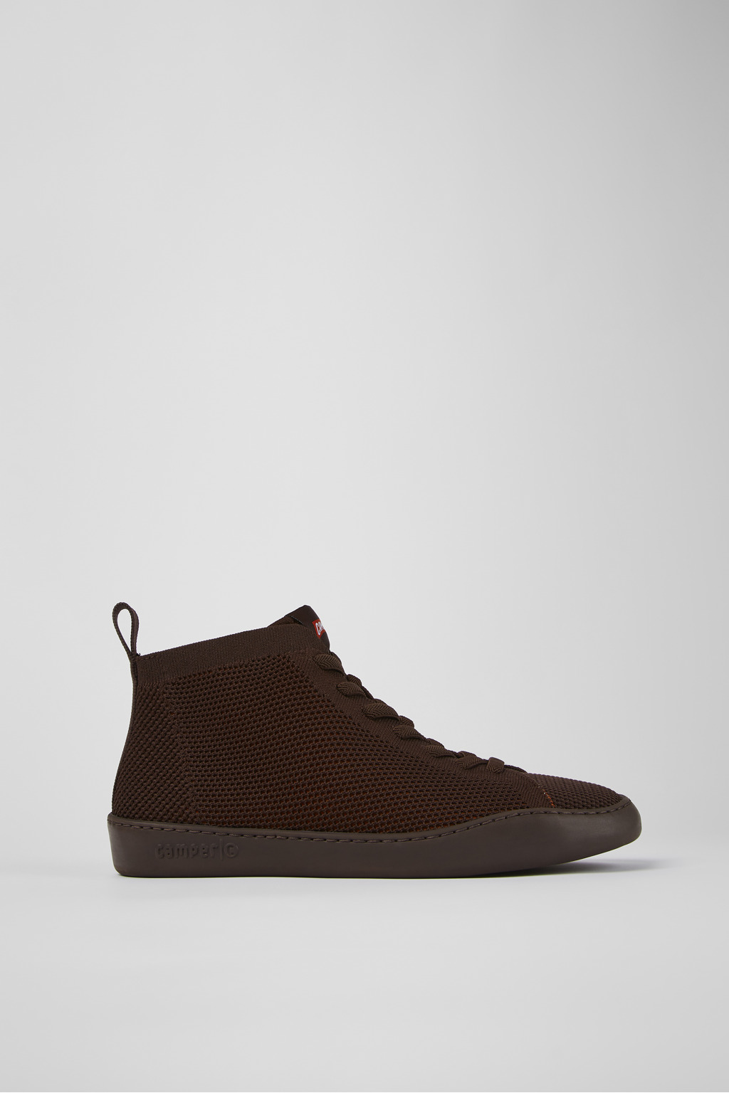 Burgundy one-piece knit sneakers for men