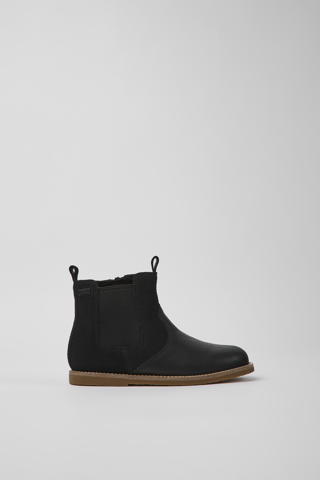 Black nubuck and leather ankle boots for kids