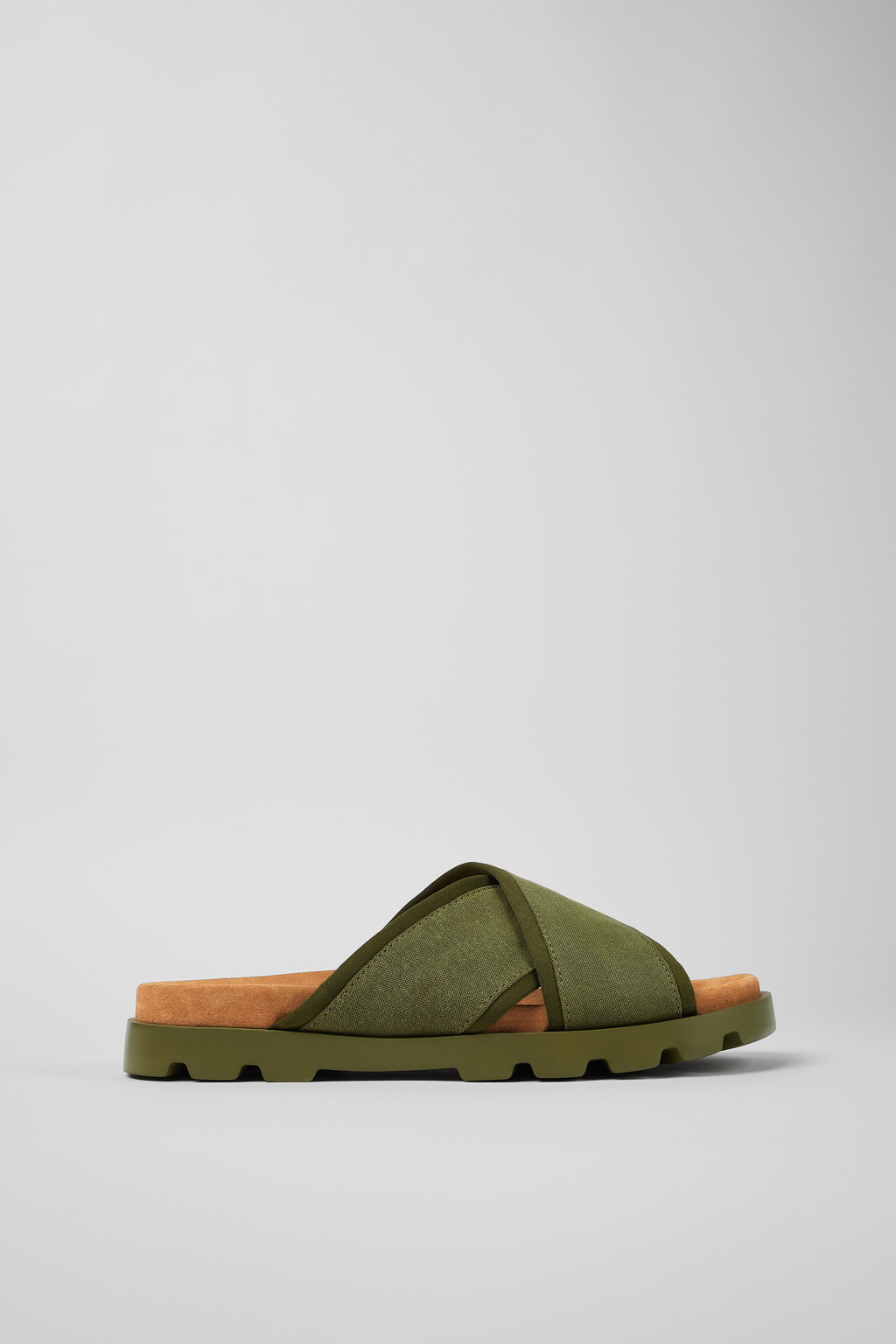 Green Textile Slide for Men