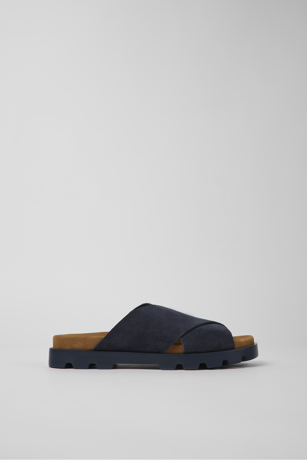 Navy blue nubuck sandals for women