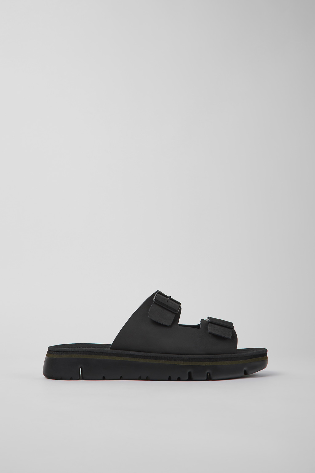 Black Leather Slide for Men