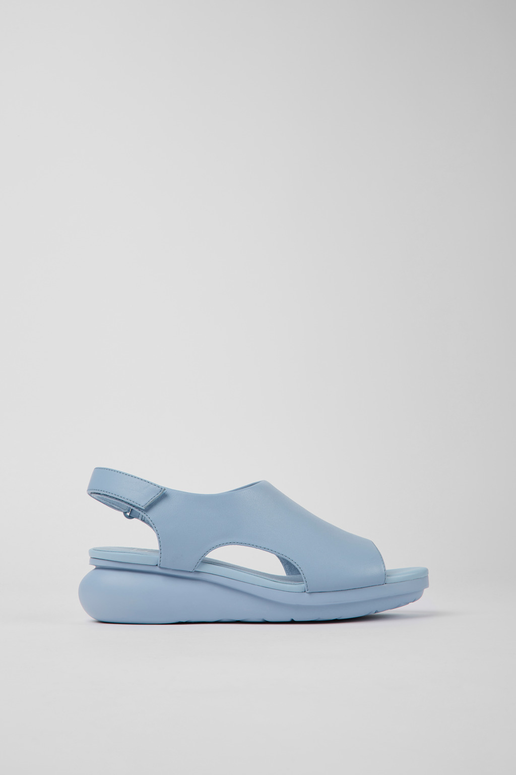 Light blue leather sandals for women