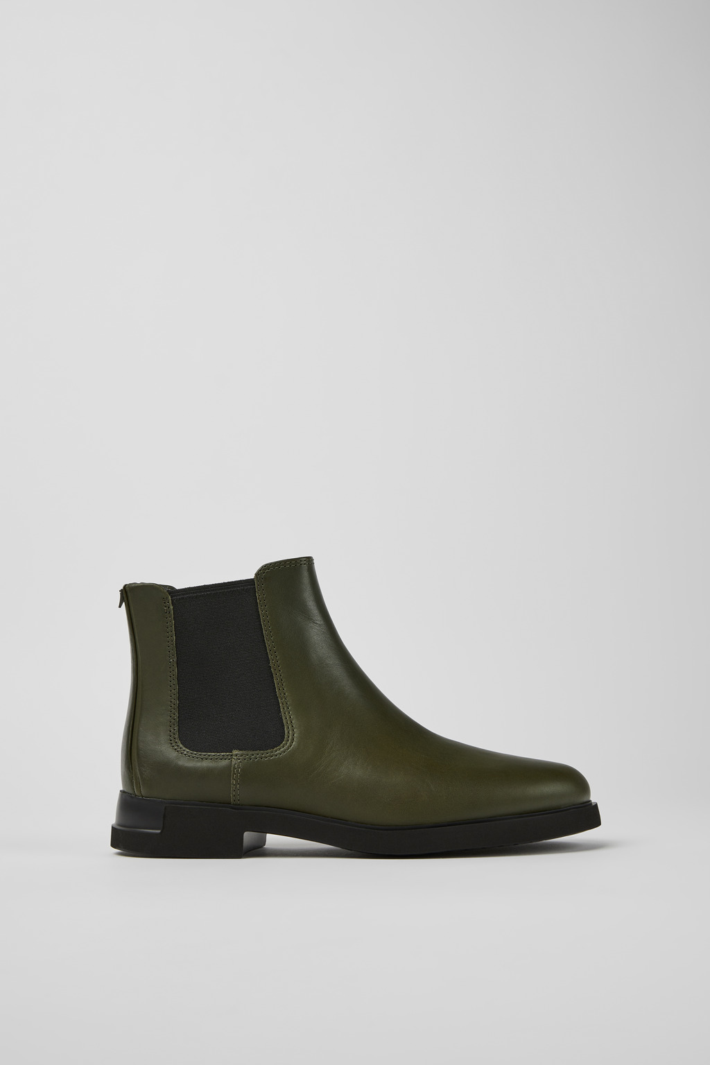 Dark green leather Chelsea boots for women