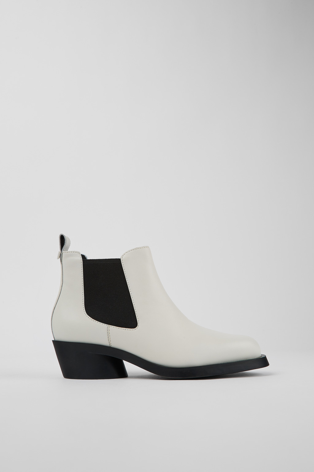 White Leather Chelsea Bootie for Women
