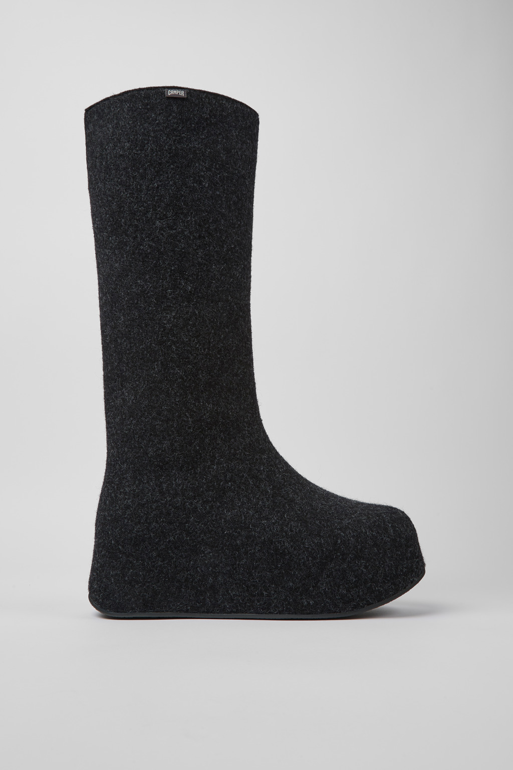 Dark gray wool high boots for women