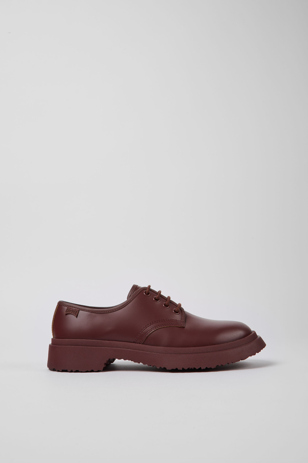 Burgundy leather lace-up shoes for women