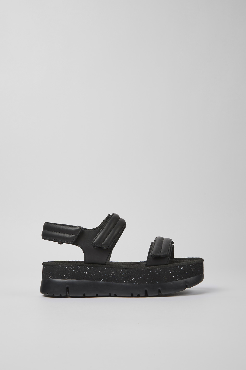 Black leather sandals for women