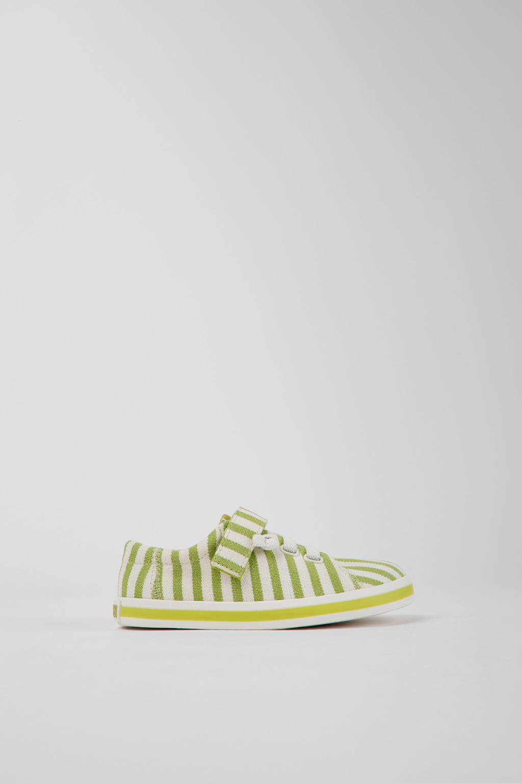 Green and white striped recycled cotton shoes for kids