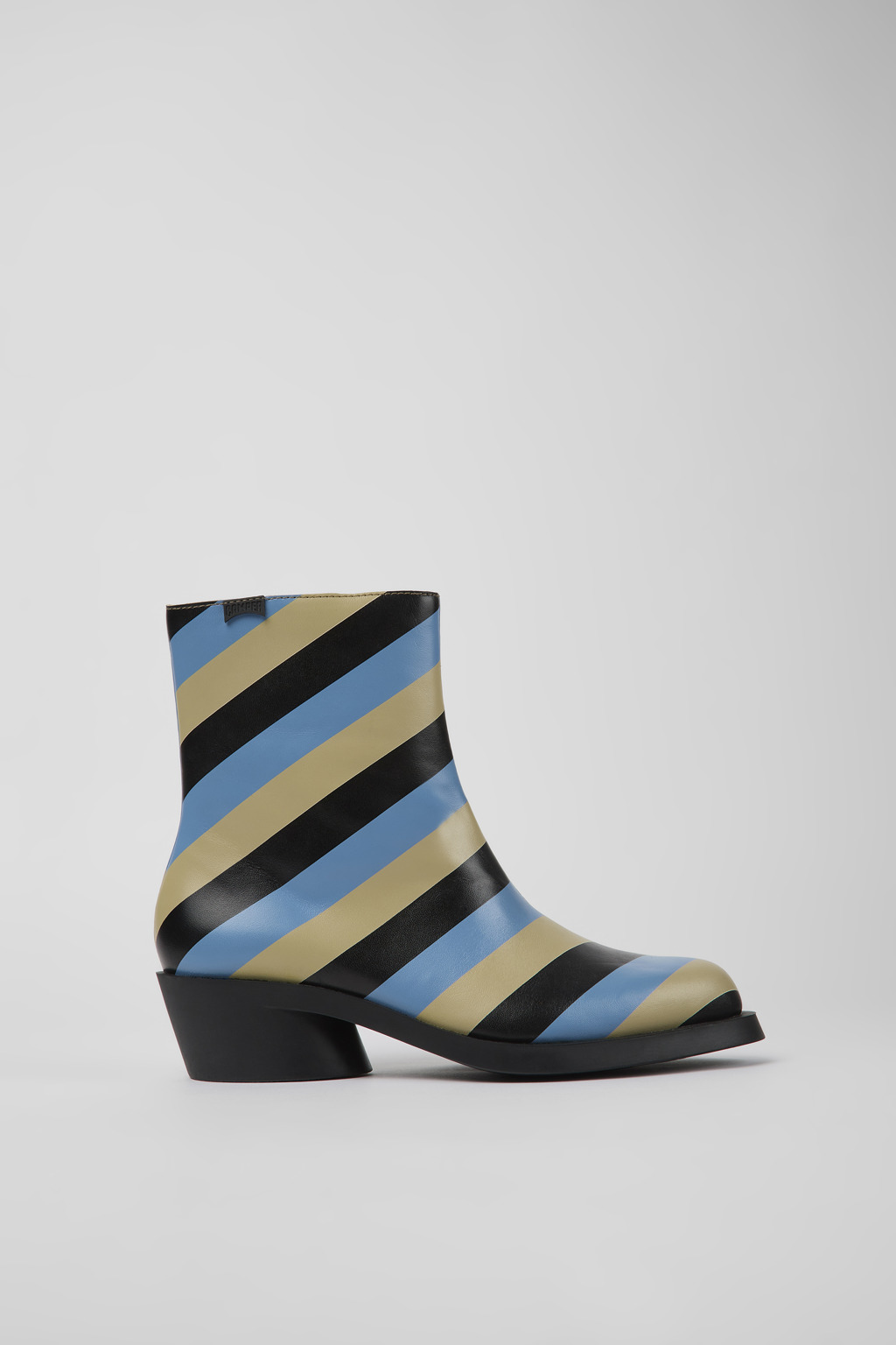 Multicolored striped leather boots for women