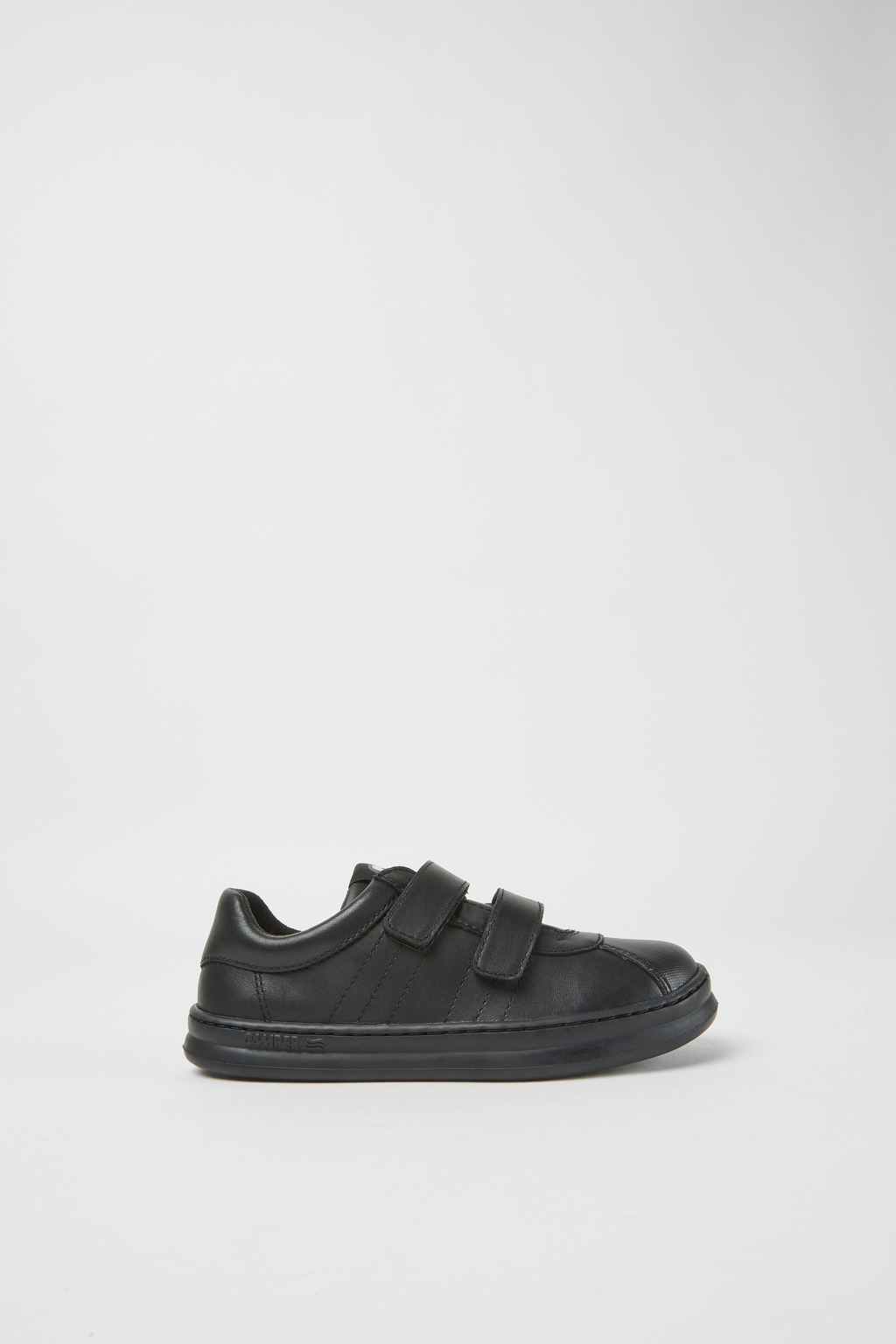 Black leather and textile sneakers