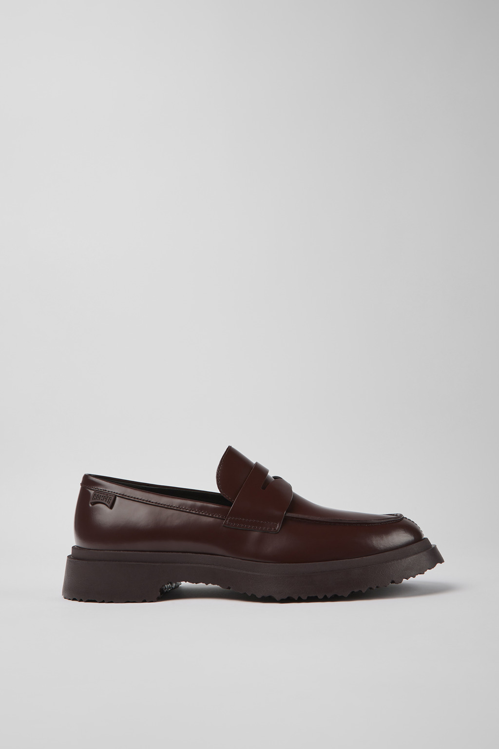 Burgundy leather loafers for men