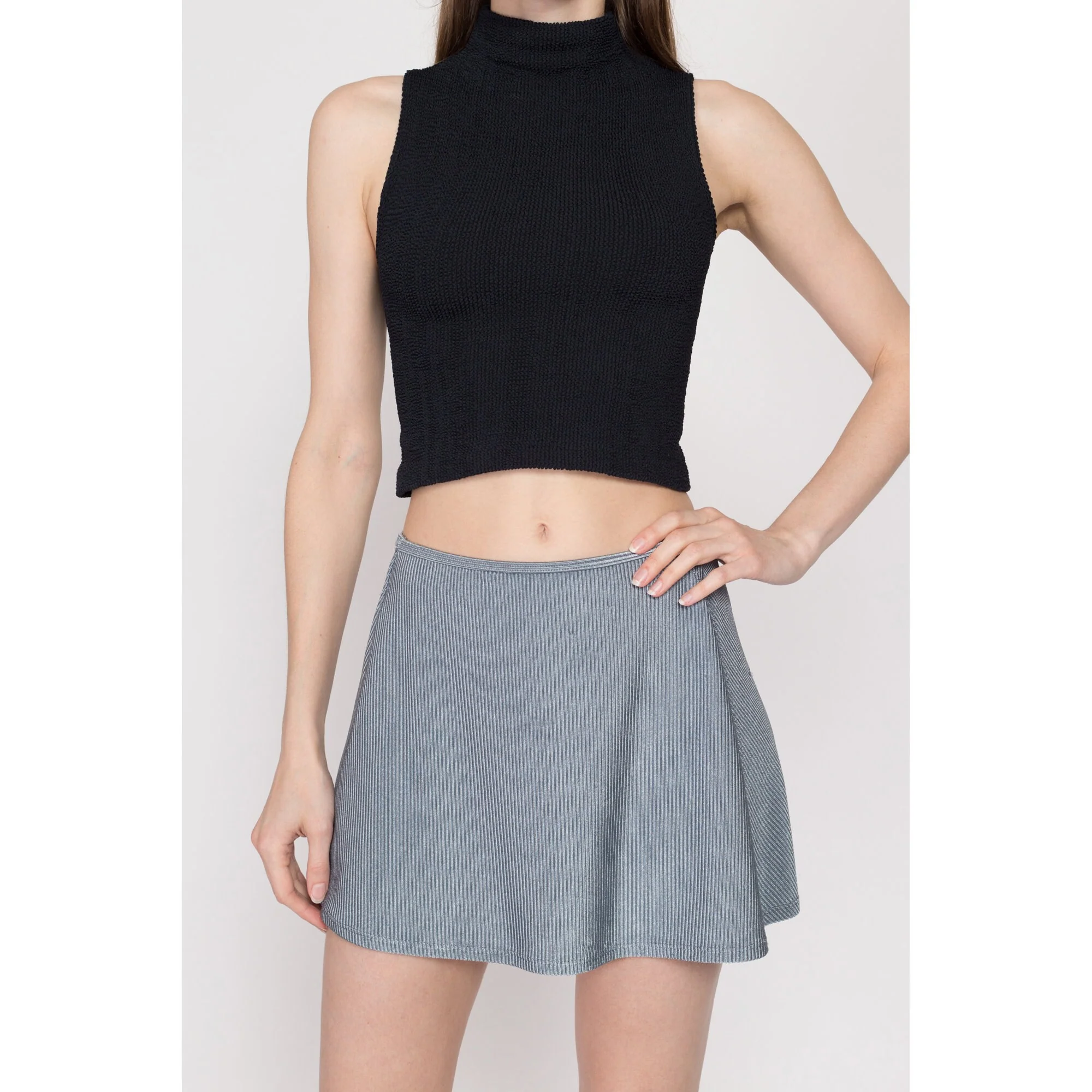 Sm-Med Y2K High Slit Micro Mini Skirt