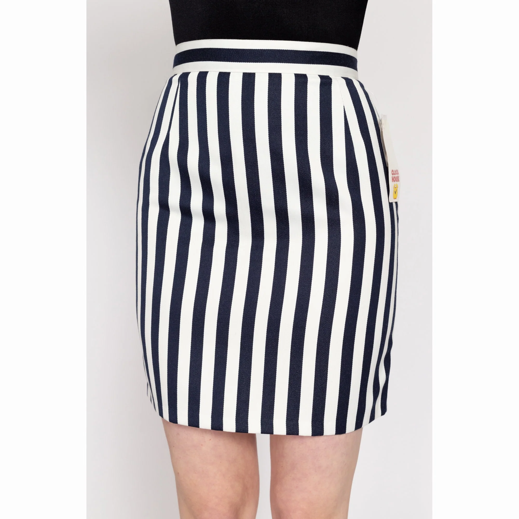 XS-Sm 90s Navy & White Striped Mini Skirt NWT 25.5