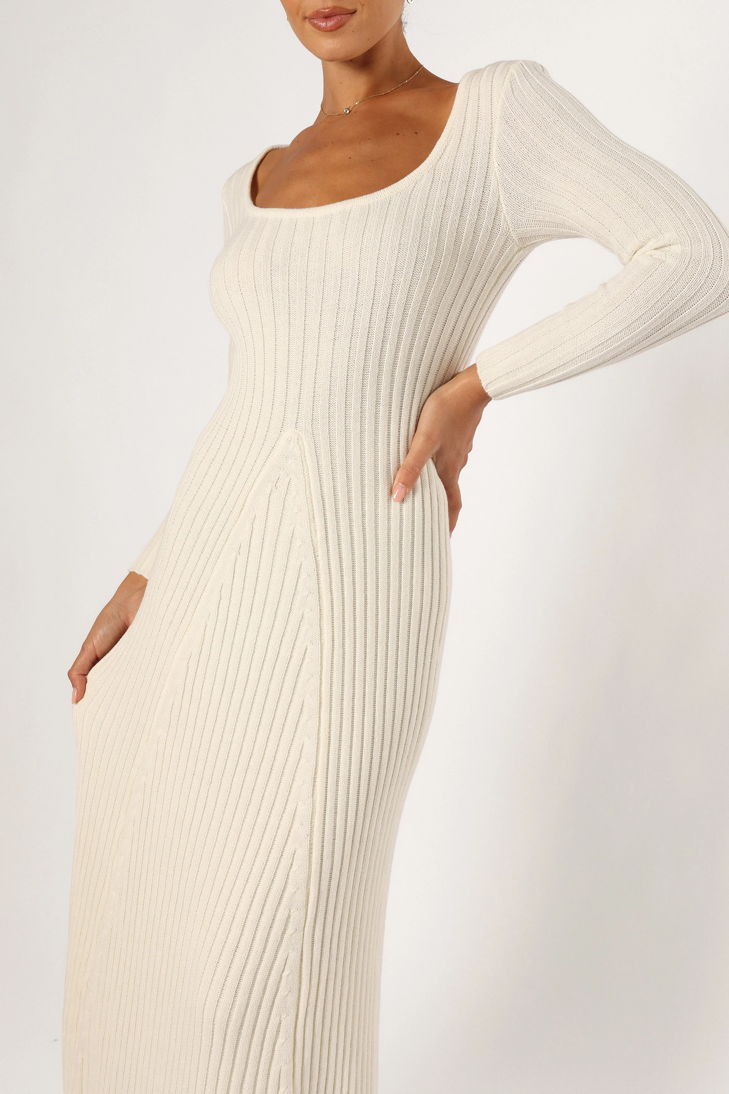 Luisa Long Sleeve Knit Dress - Cream