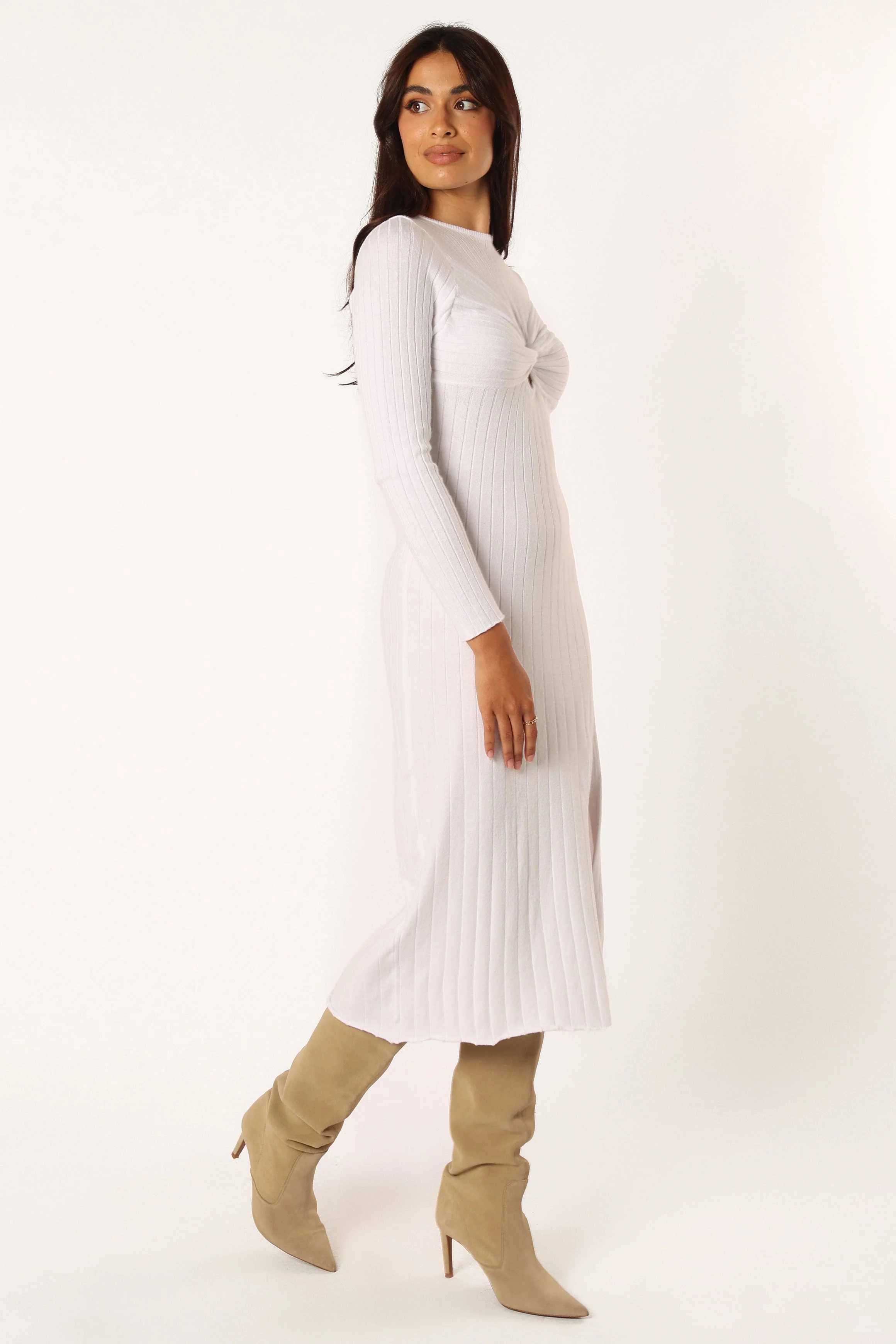 Zayla Long Sleeve Midi Dress - Cream
