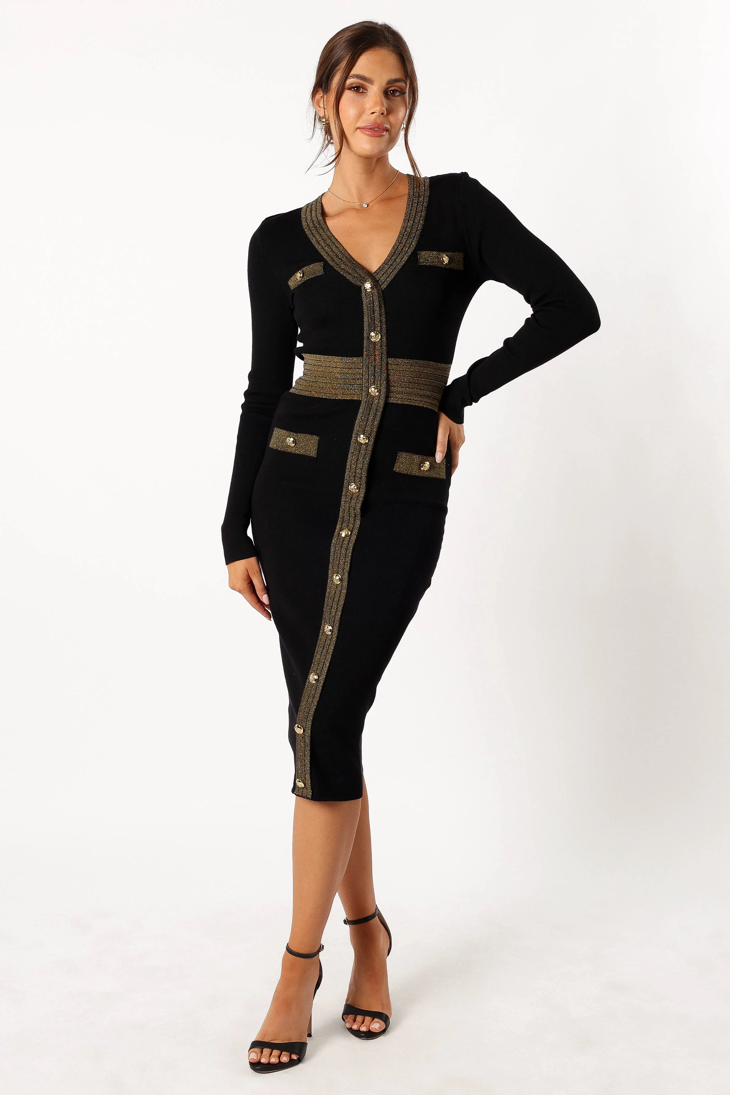 Jaya Longsleeve Midi Dress - Black