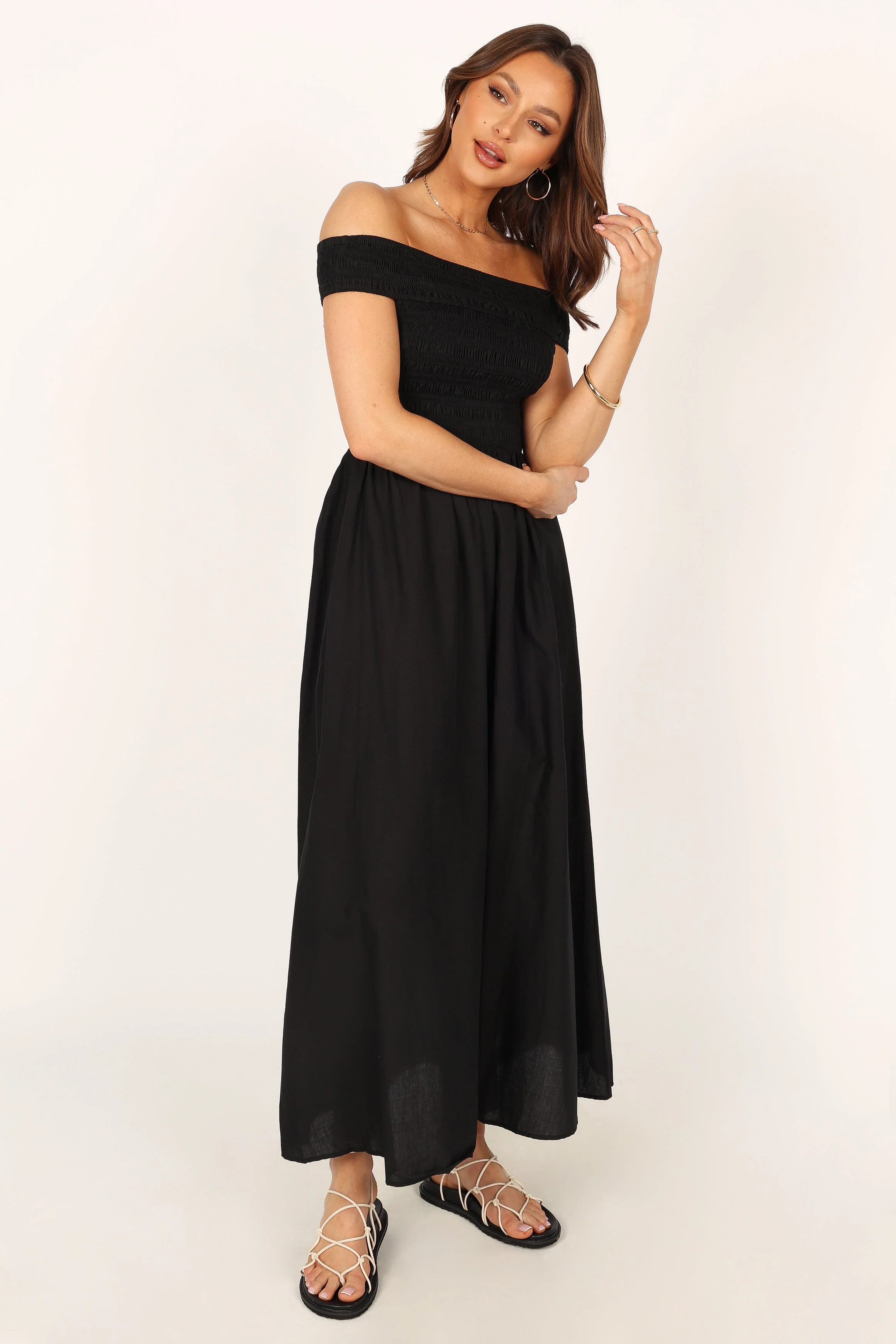 Tessa Off Shoulder Maxi Dress - Black