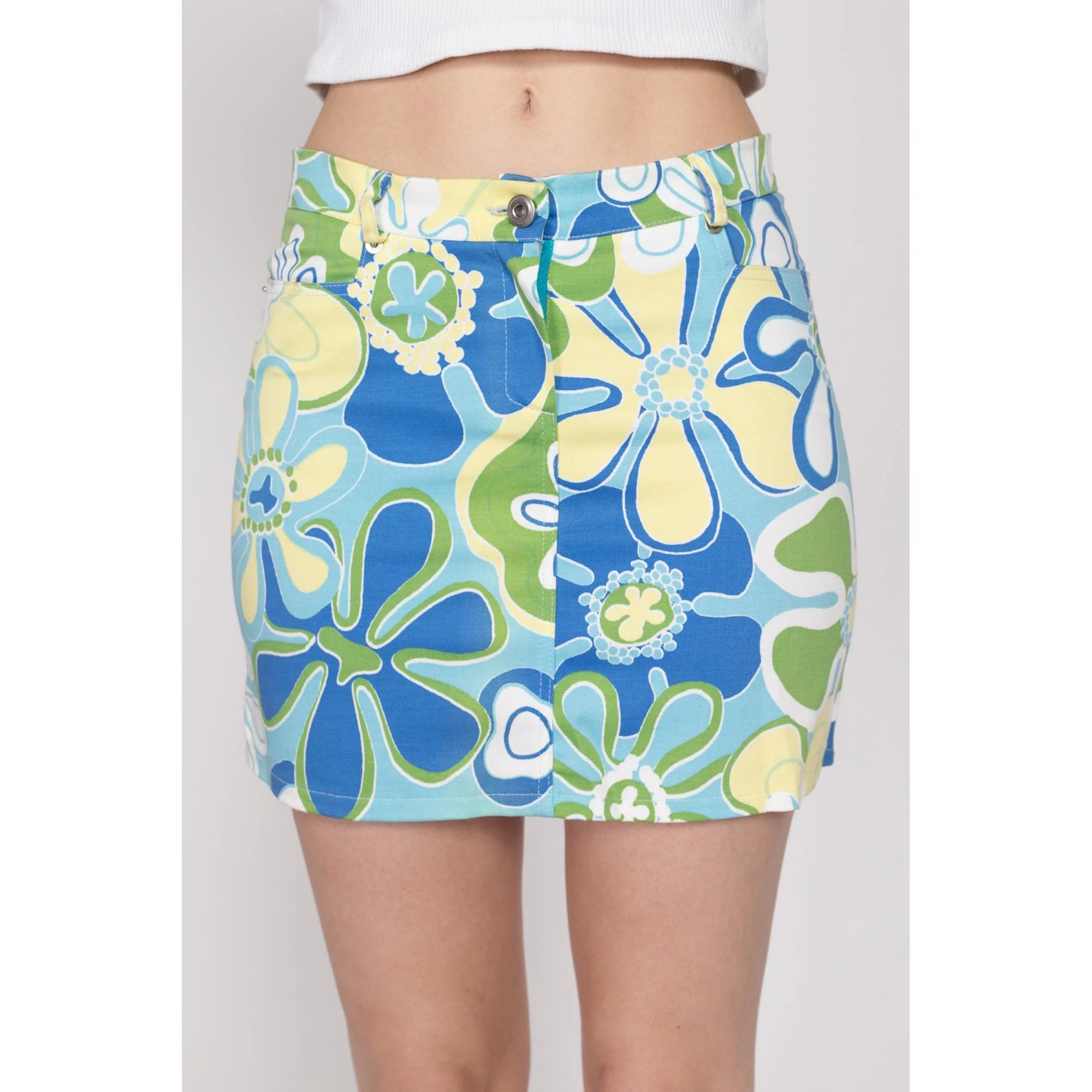 XS-Sm Y2K Flower Power Mid Rise Mini Skirt