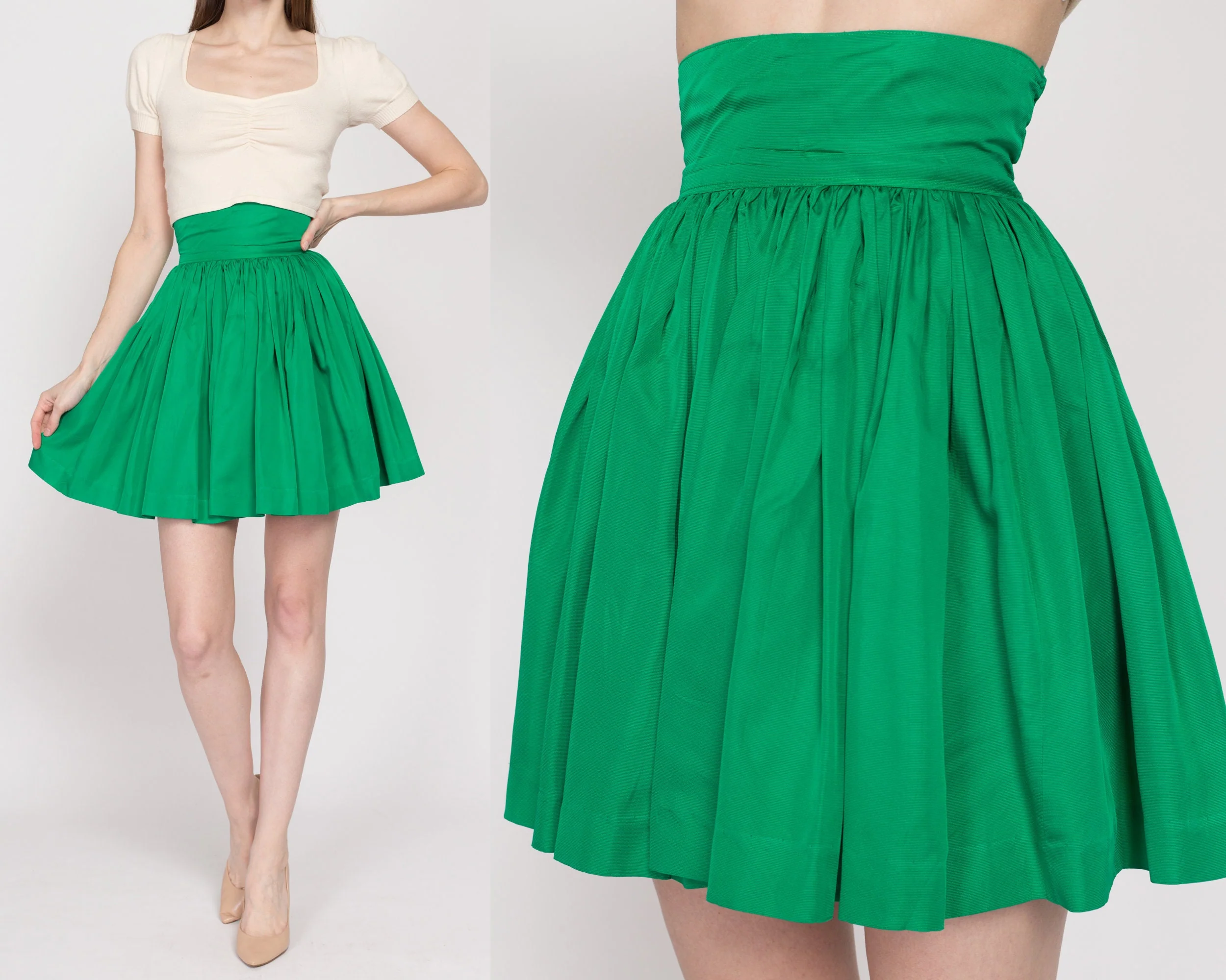 XXS 60s Green Mini Circle Skirt 22