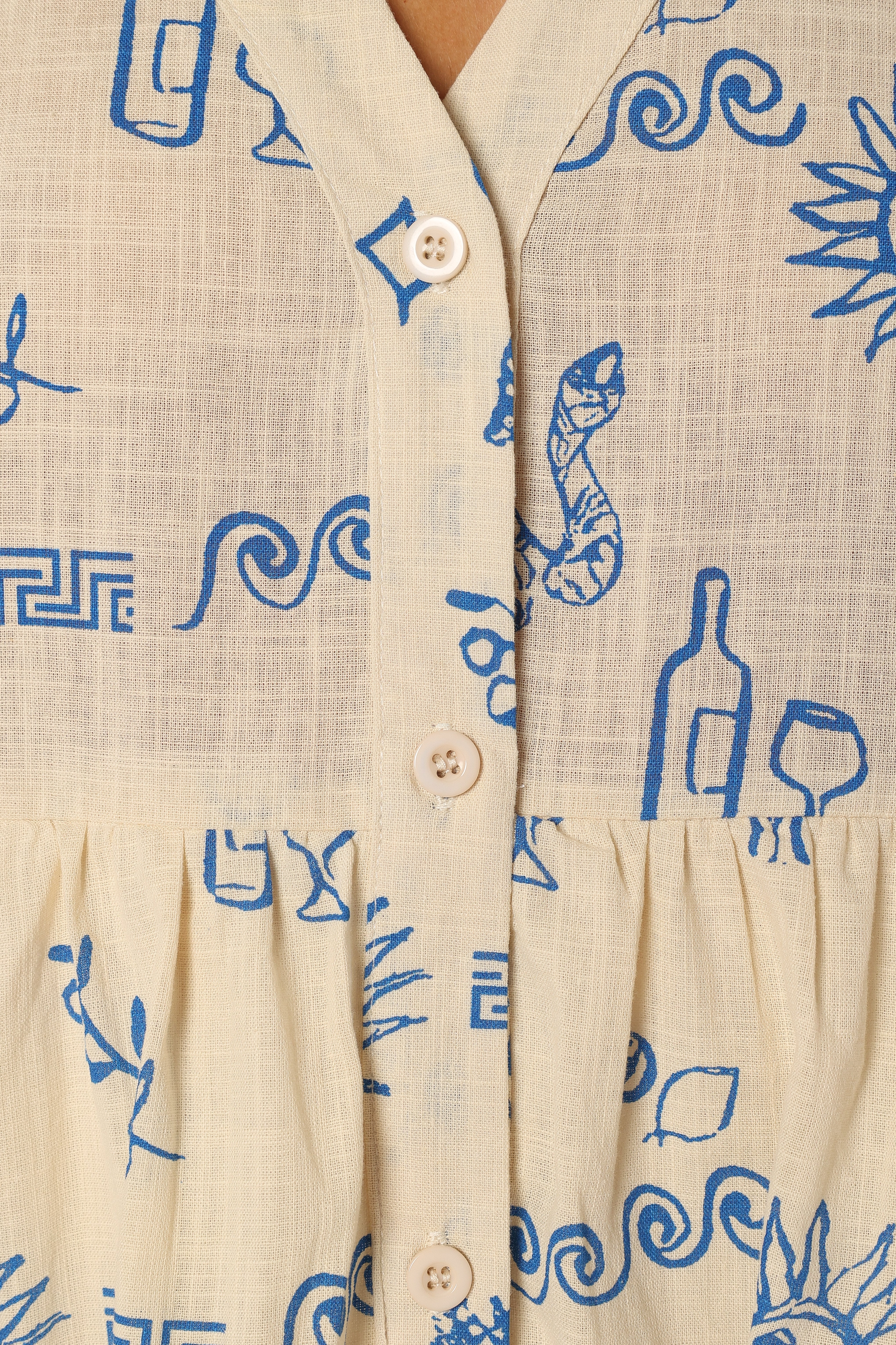 Elias Mini Dress - Beige Blue