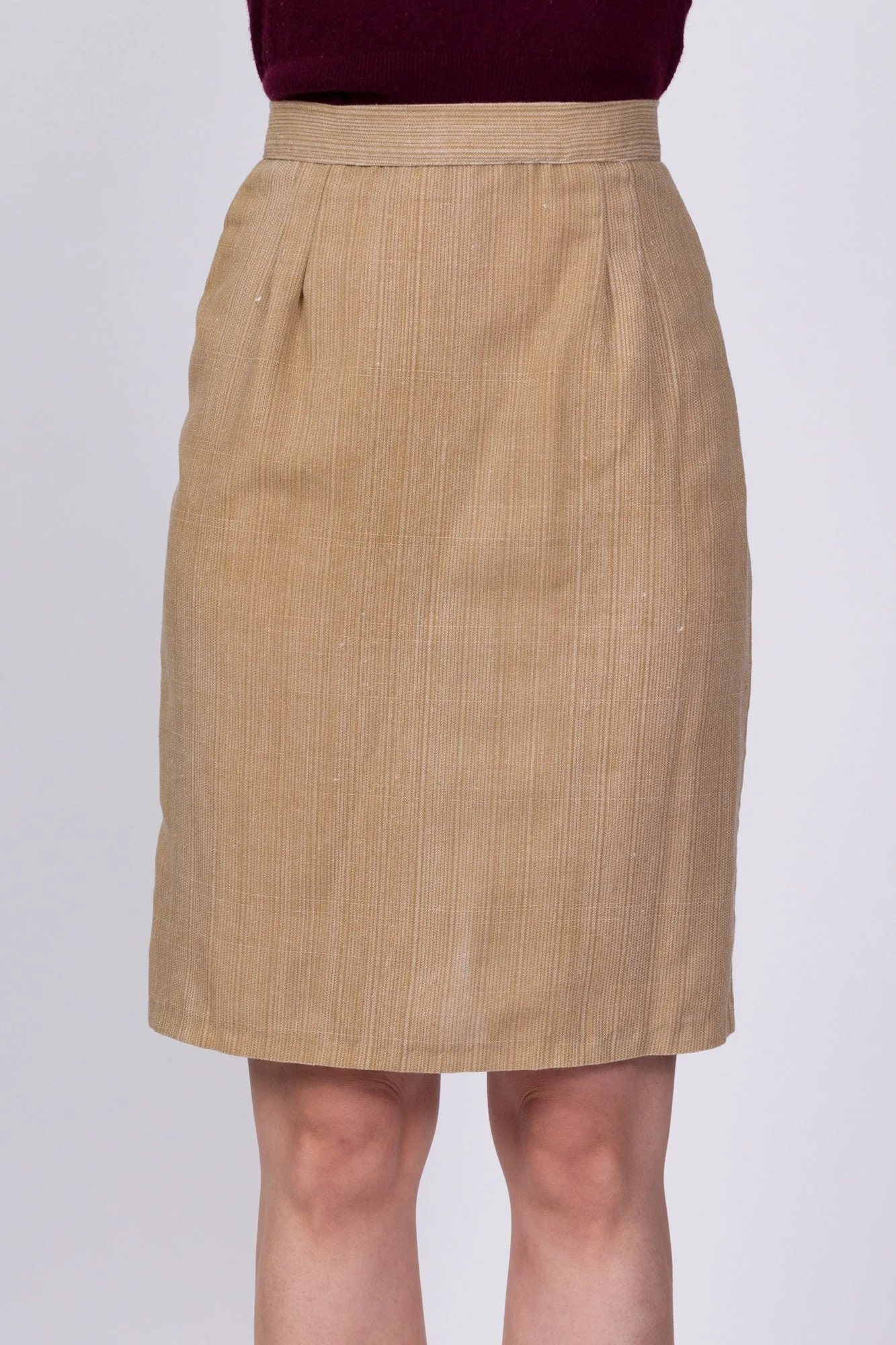 80s Tan Bow Pencil Skirt - Extra Small, 23.5