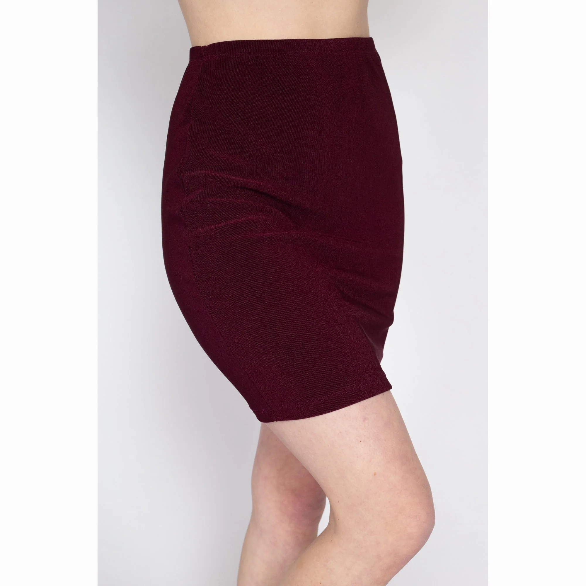 Med-Lrg 90s J. Crew Wine Red Stretchy Mini Skirt