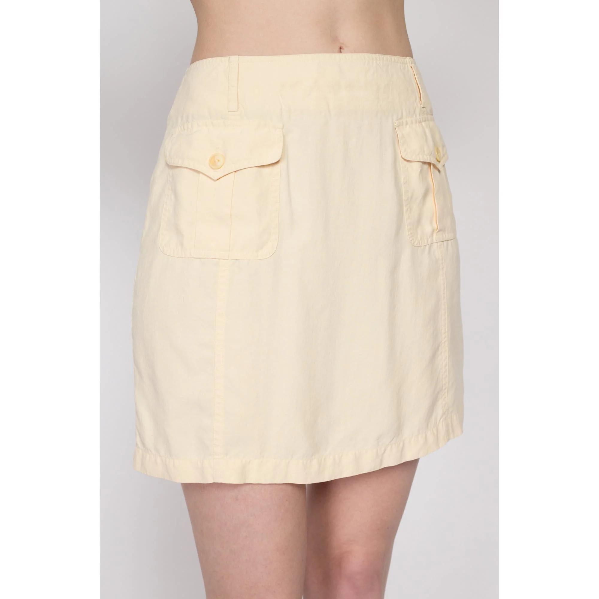 Small 90s Butter Yellow Silk Mini Skirt