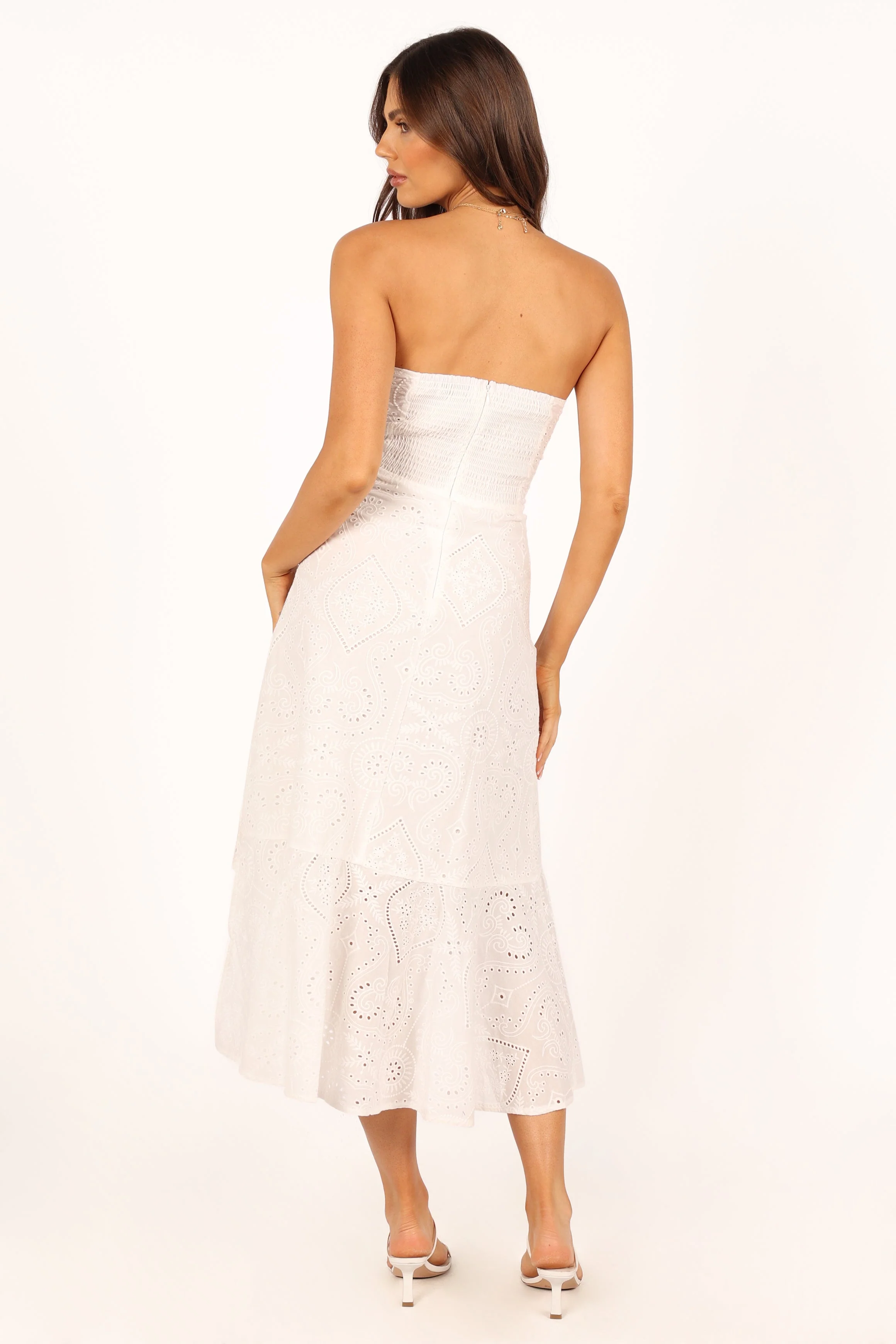 Melanie Strapless Midi Dress - White
