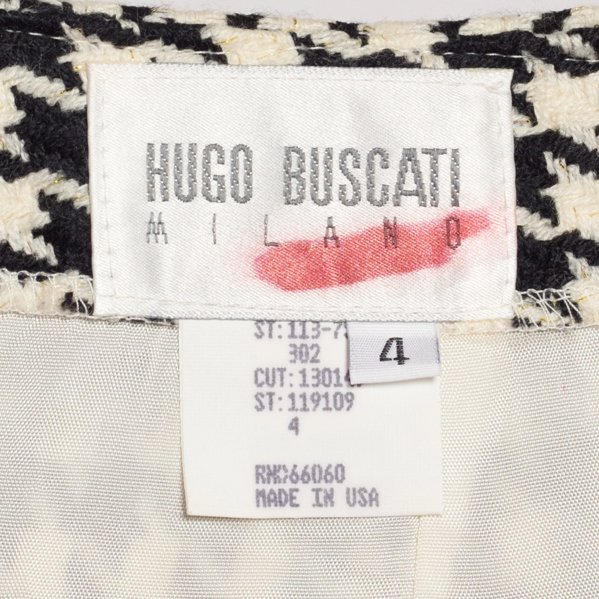 XS 90s Hugo Buscati Houndstooth Mini Skirt 24.5