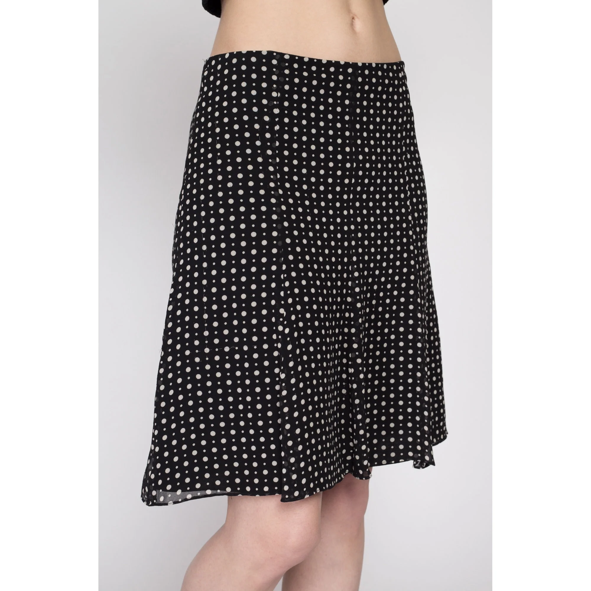 Small Y2K Black & White Silk Skirt