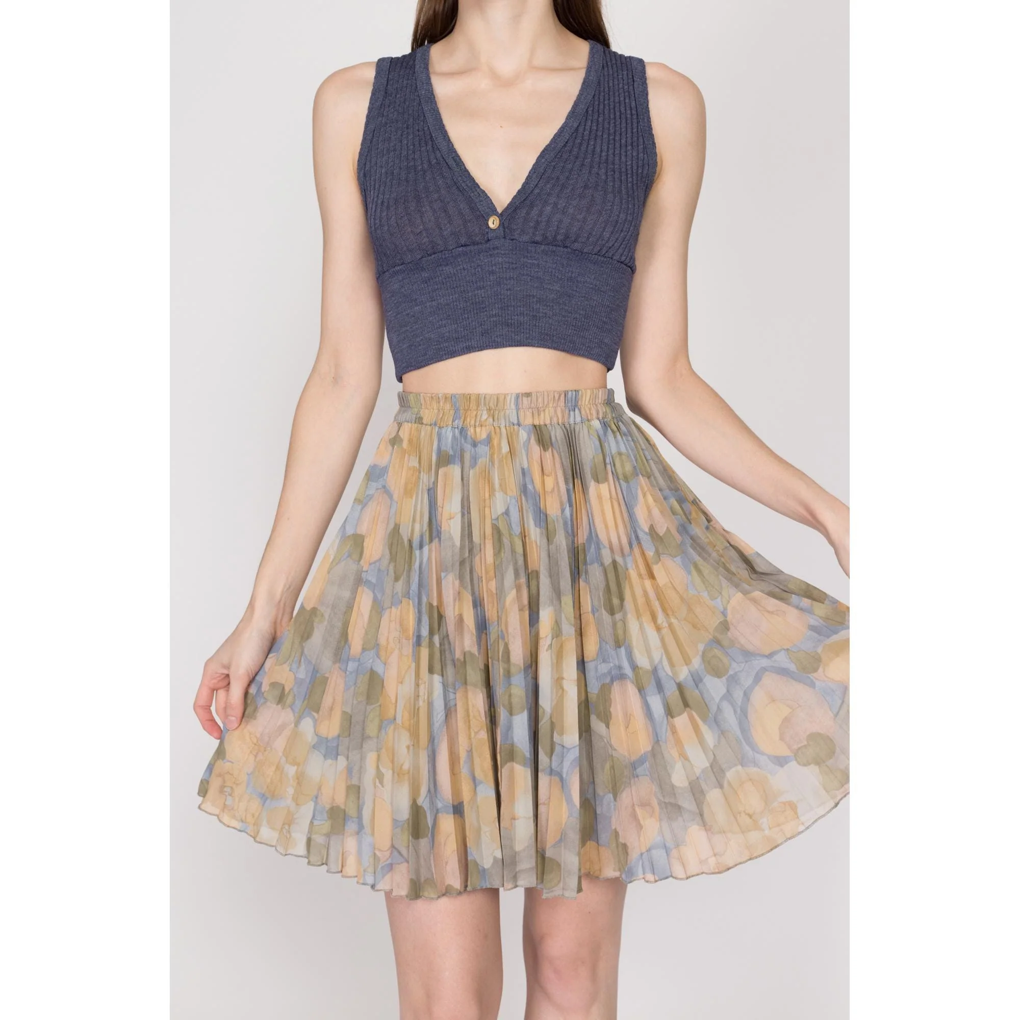 XS-Sm 90s Floral Pleated Mini Skirt