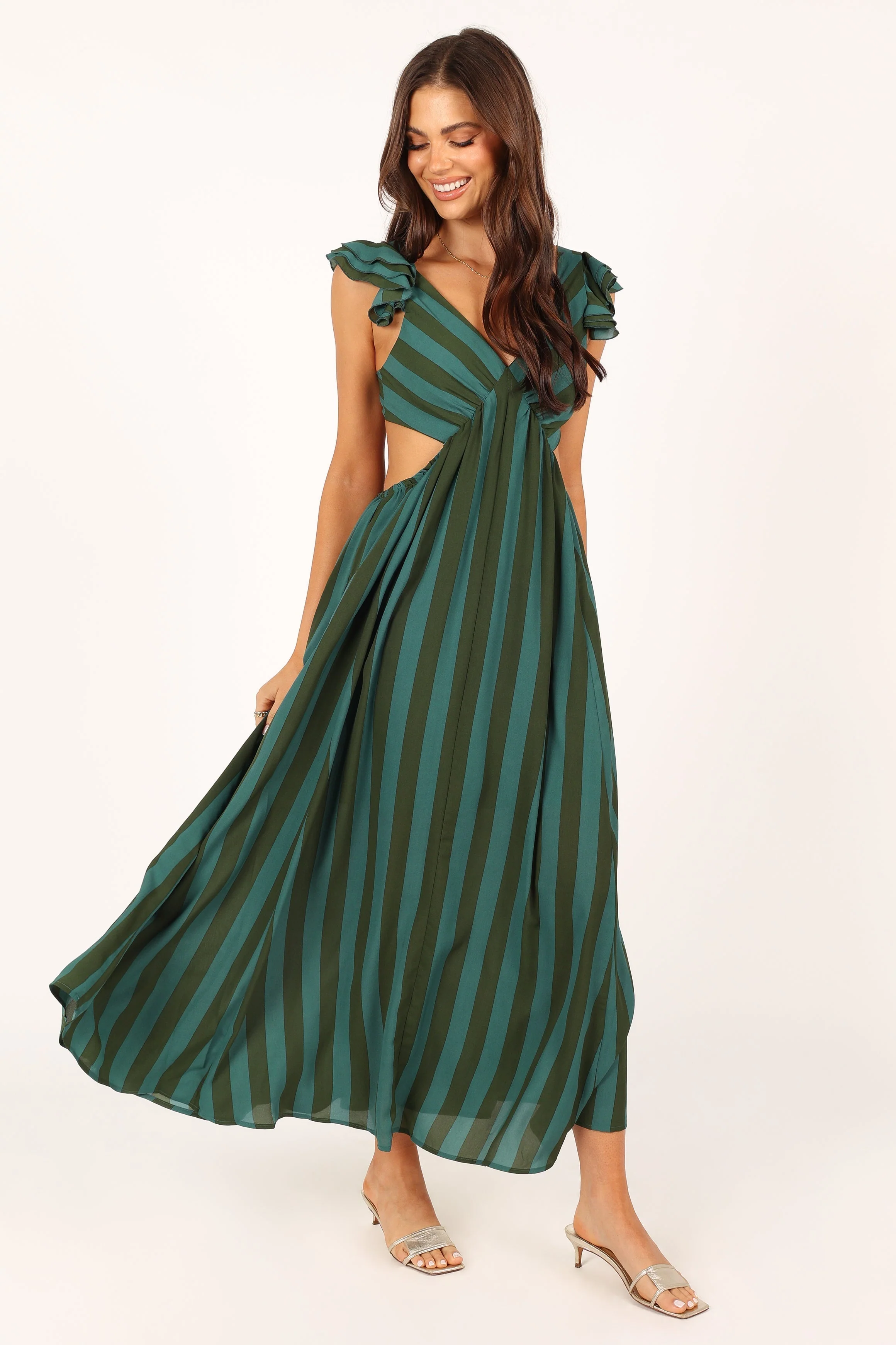Viola Maxi Dress - Green Stripe