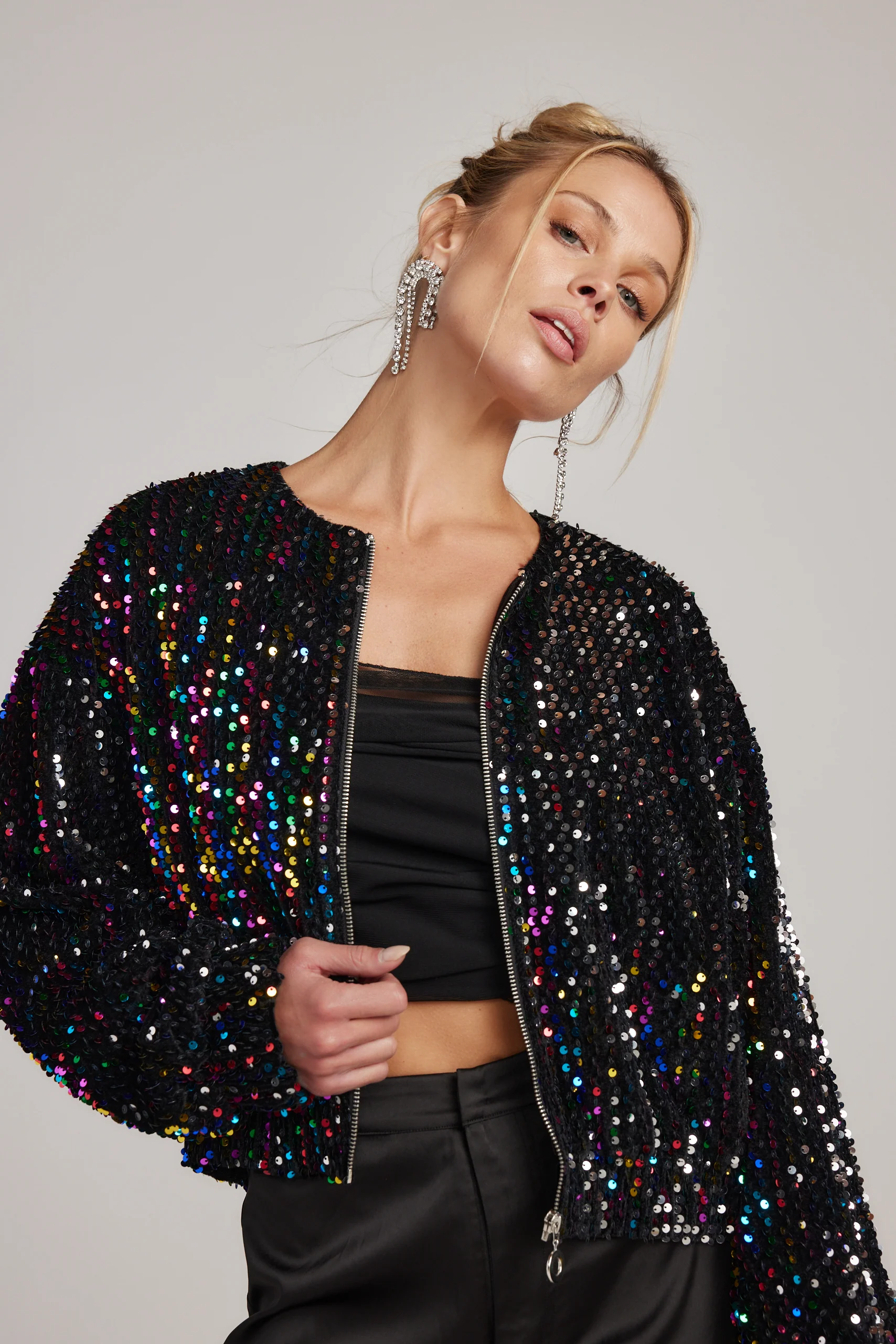 Ozzy Multi Sequin Zip Up Jacket