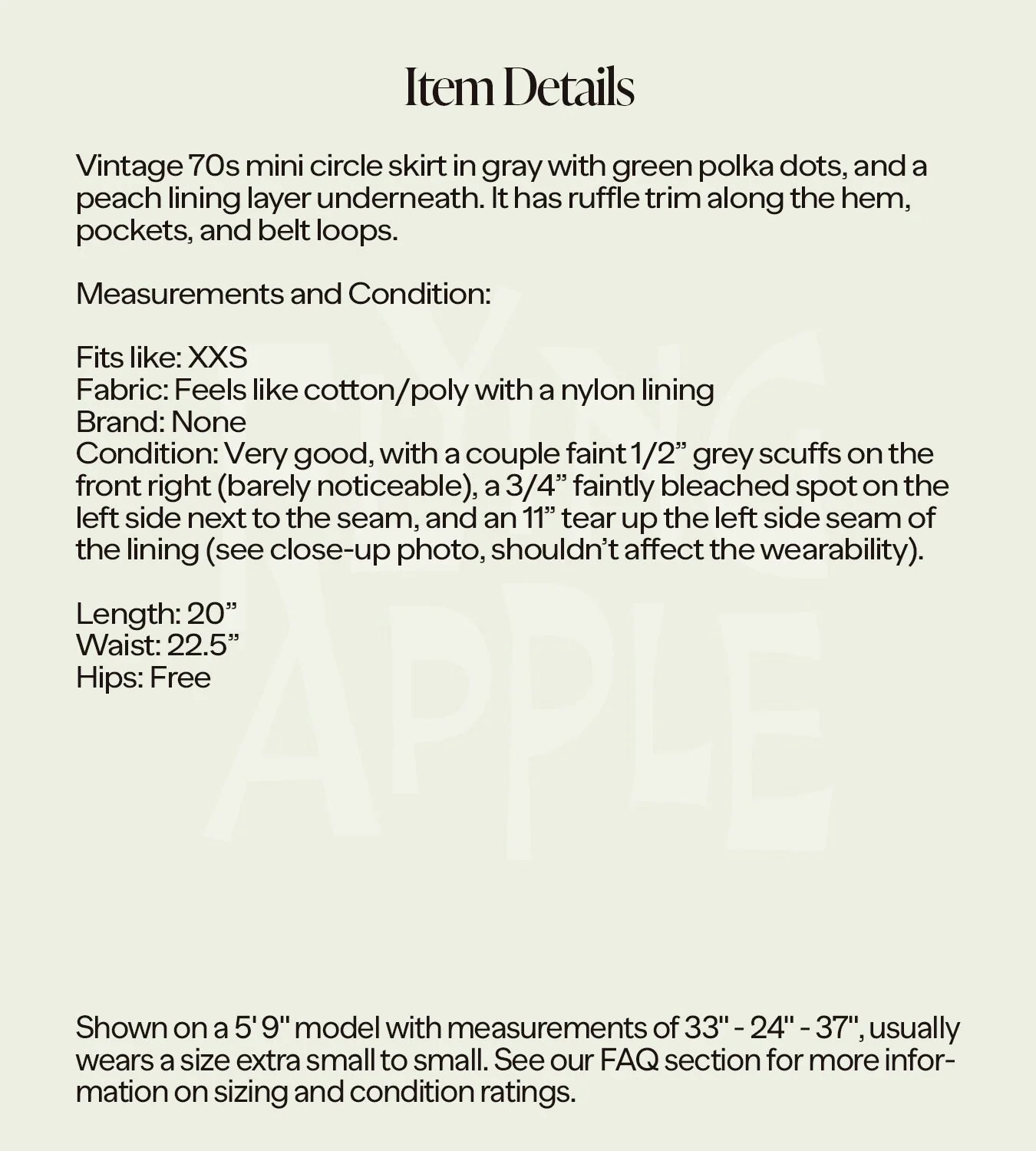 70s Polka Dot Mini Pocket Circle Skirt - XXS, 22.5