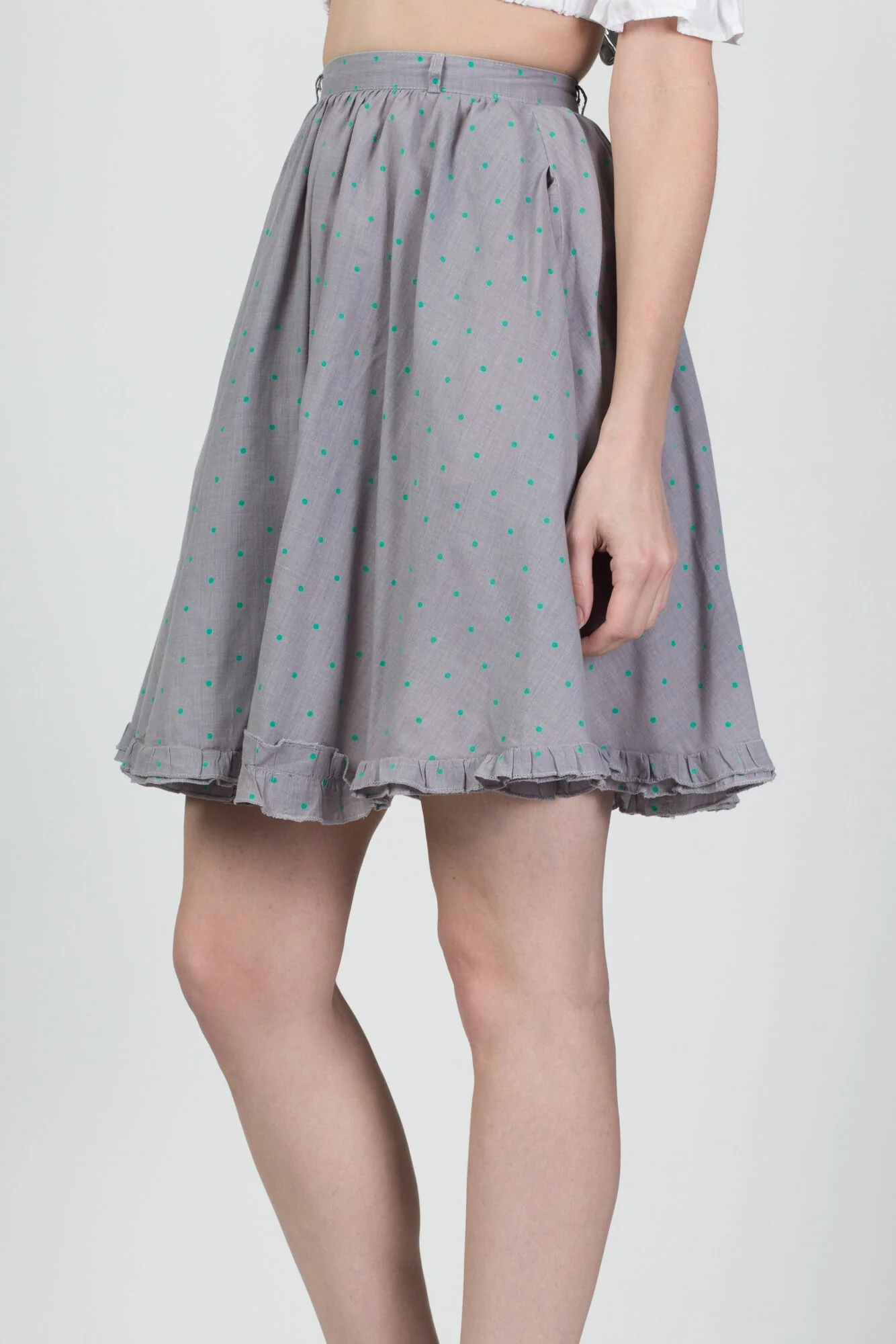 70s Polka Dot Mini Pocket Circle Skirt - XXS, 22.5