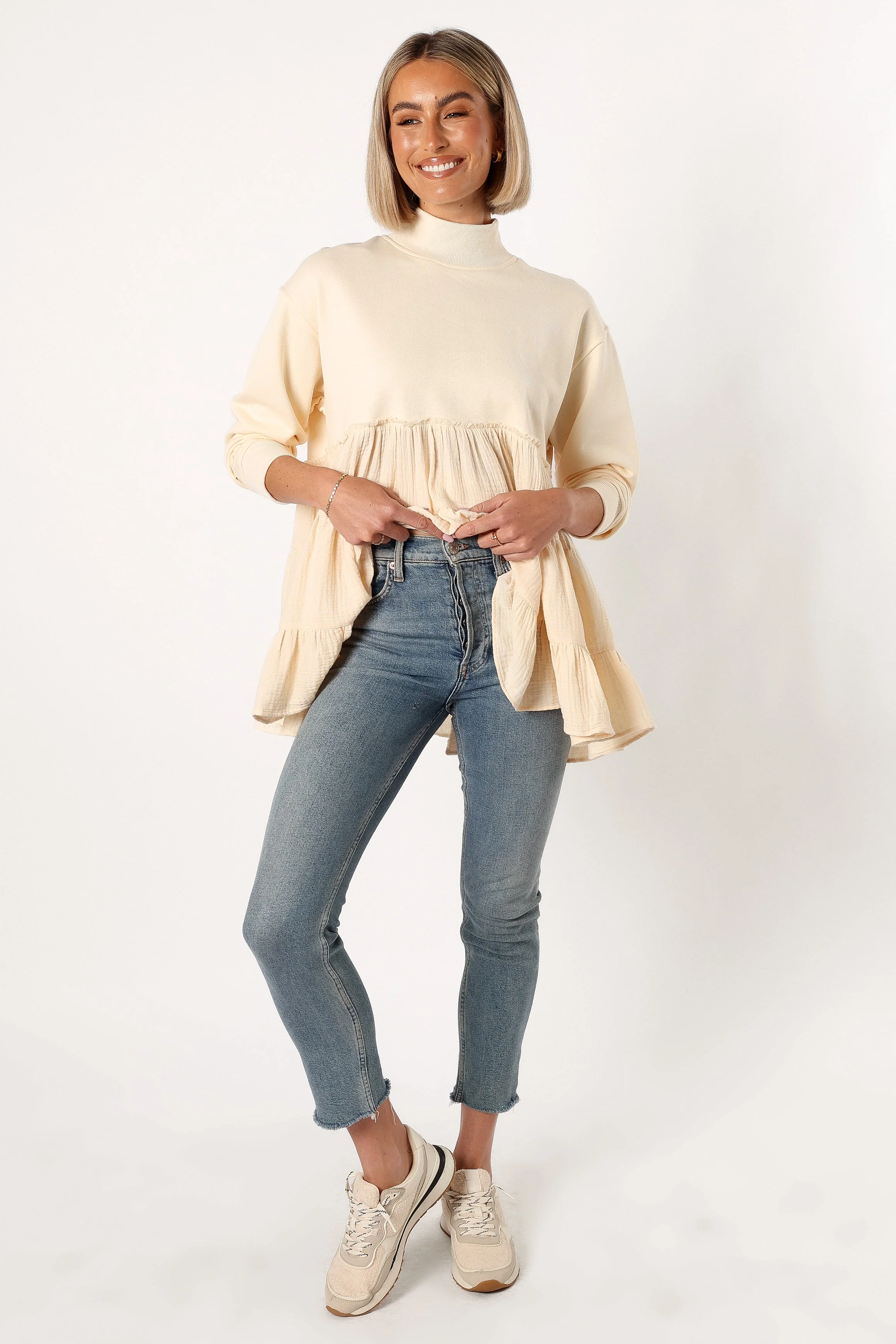 Minia Long Sleeve Mini Dress - Cream