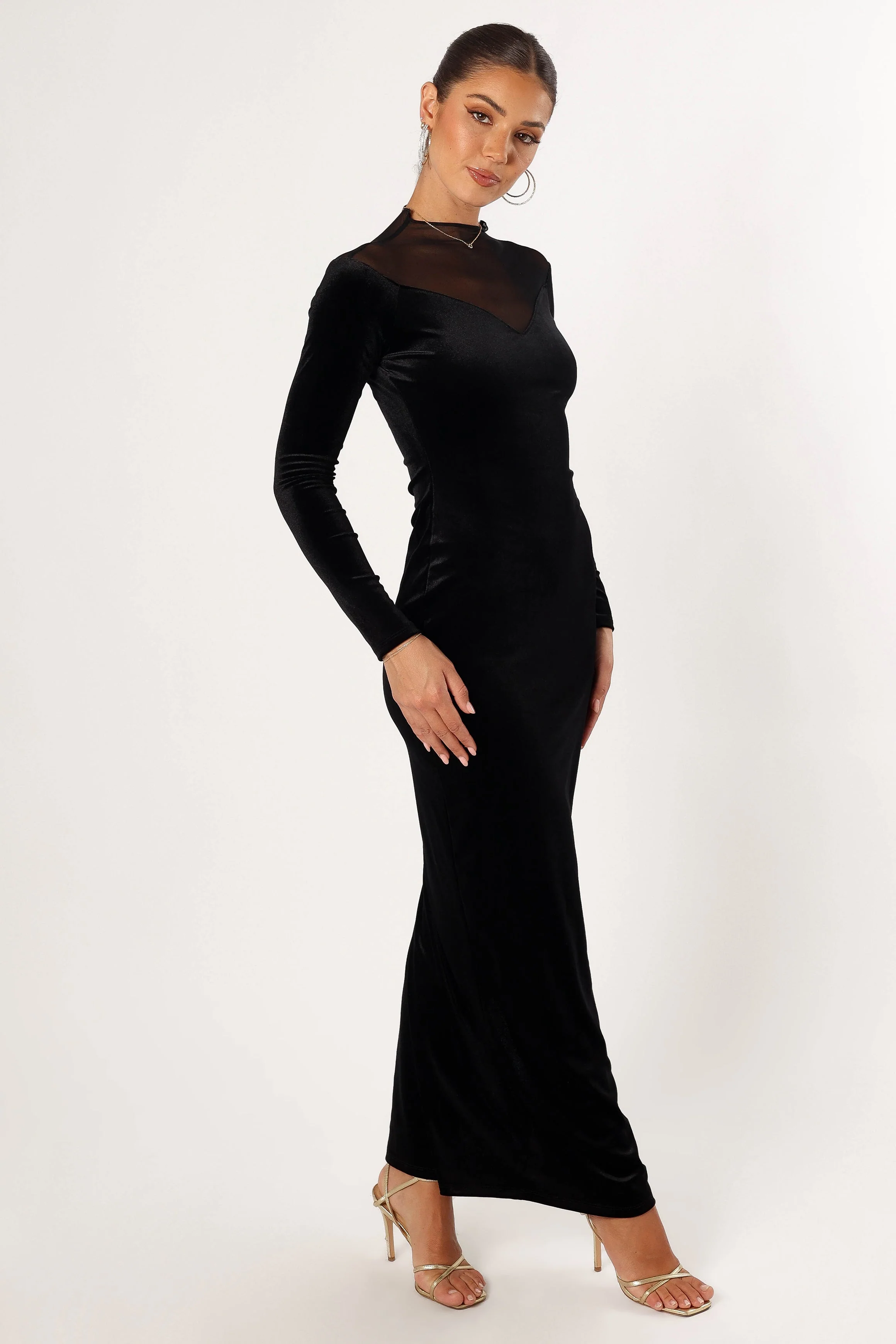 Jessica Long Sleeve Maxi Dress - Black