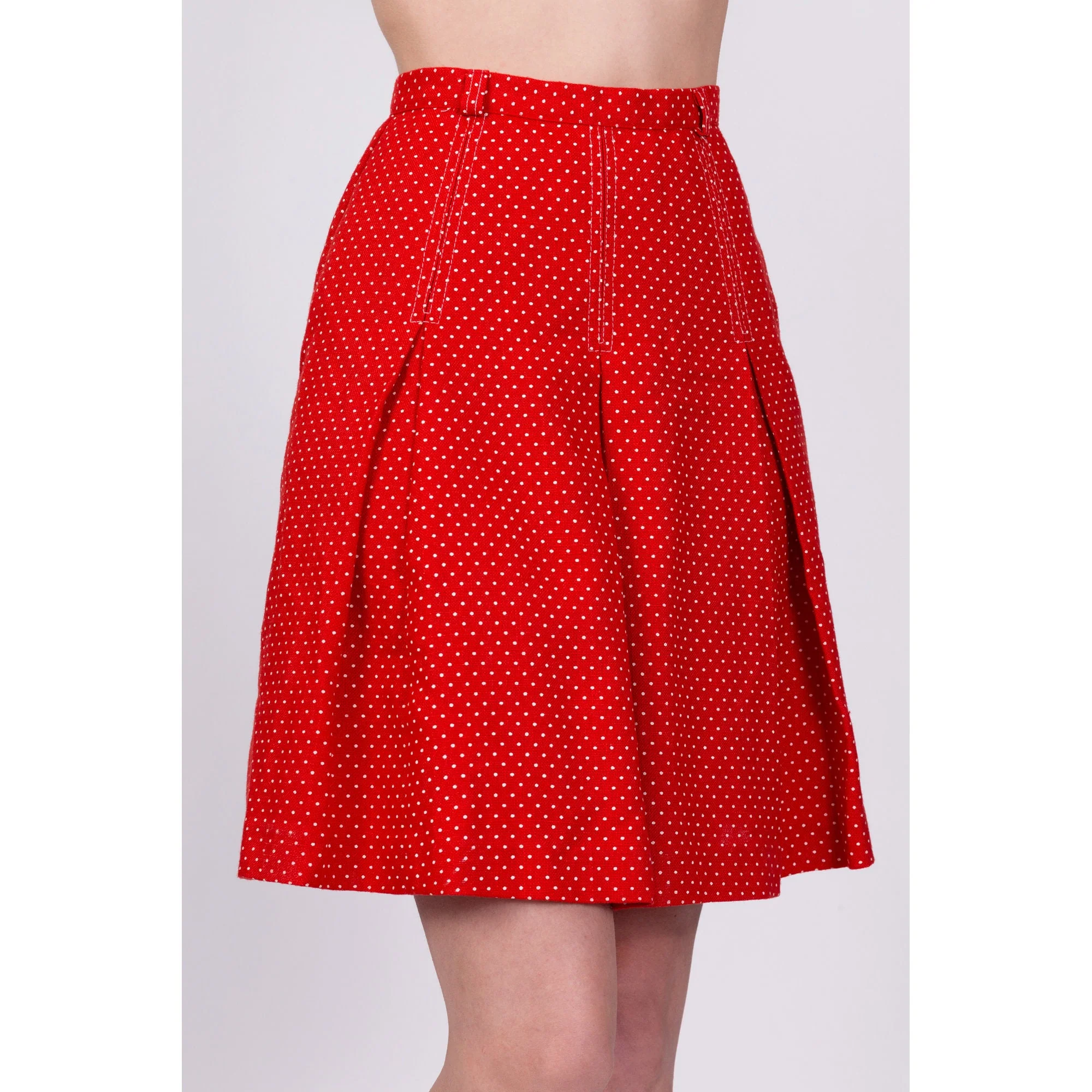 70s Red & White Polka Dot Skirt - Extra Small, 23.5