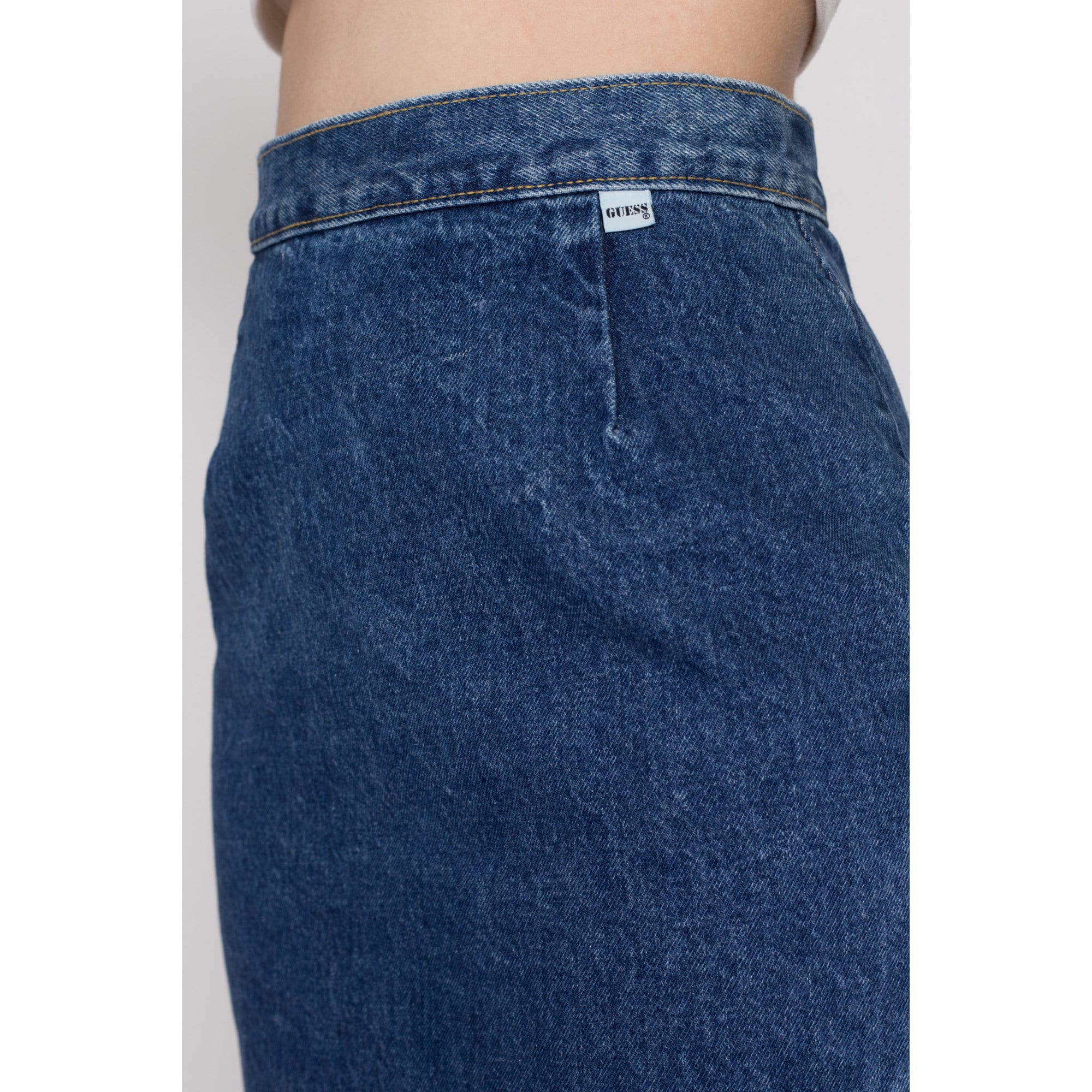 XS 80s Guess Jean Mini Pencil Skirt 25